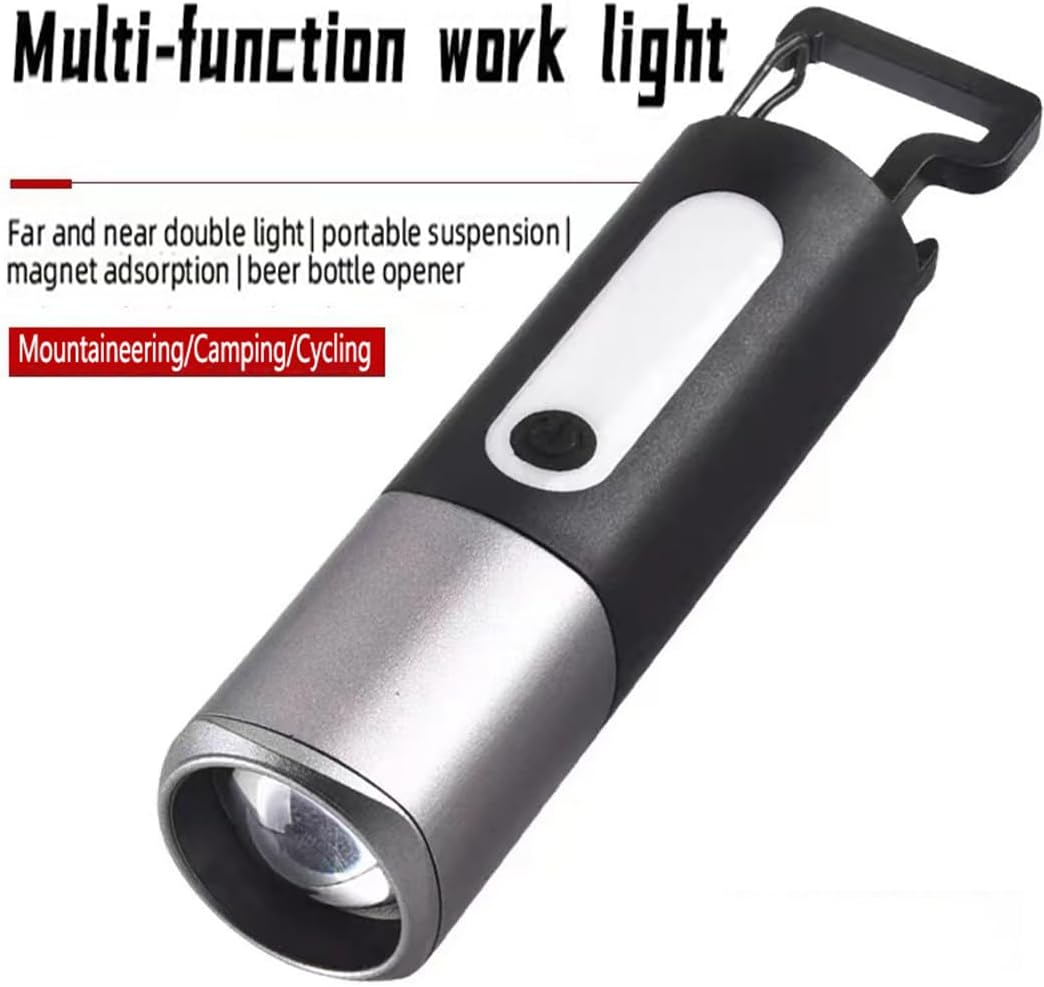 Mini Rechargeable Flashlight, 2000LM Tactical Torch with Dual Light Modes, Zoomable, Waterproof, Magnetic Hook & Bottle Opener for Camping, Hiking, Emergency (Keychain Design) image number 1