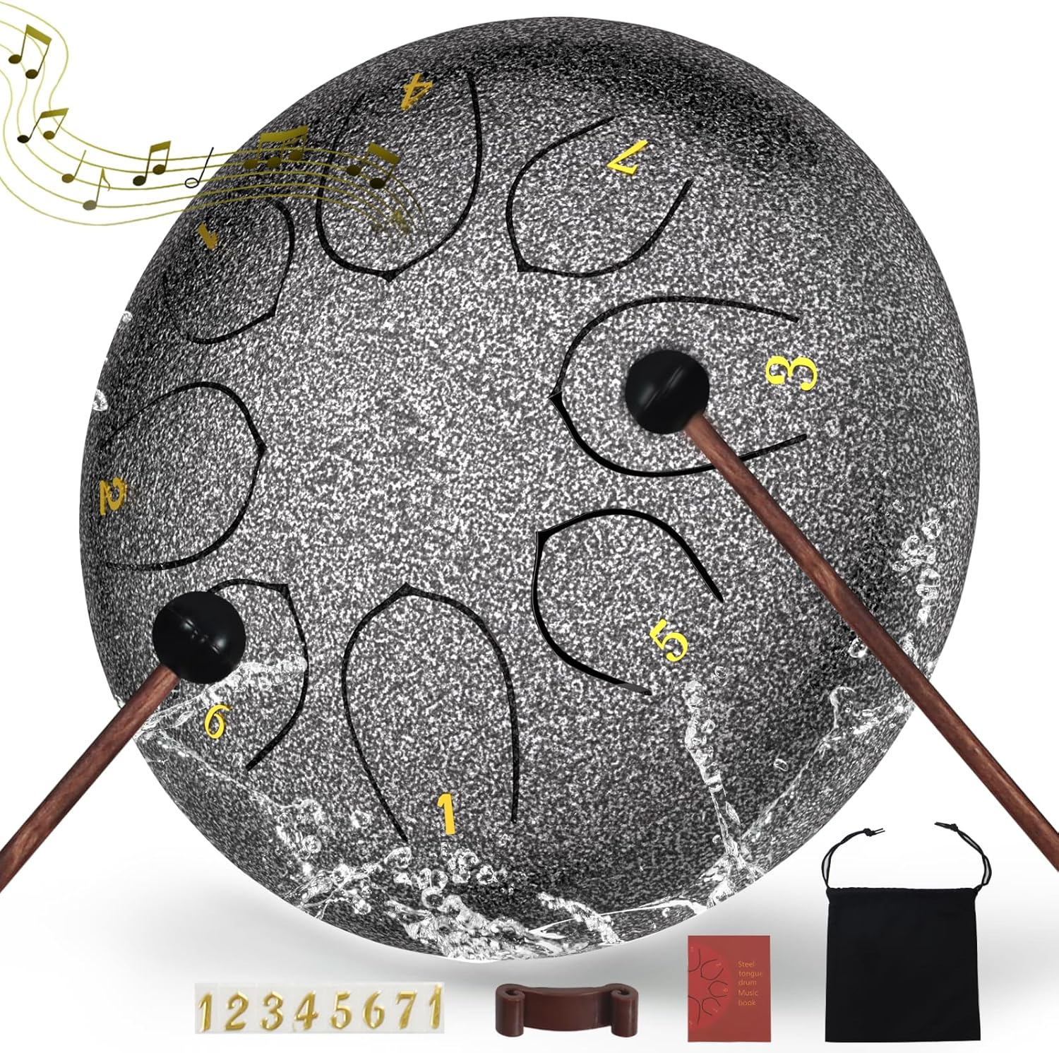 Professional Steel Tongue Drum for Adults & Kids - 6 Inch Hand Percussion Instrument Rain Drum with 8 Notes for Yoga, Meditation, Music Therapy & Concerts Play (Green, 6 Inch) (Green)