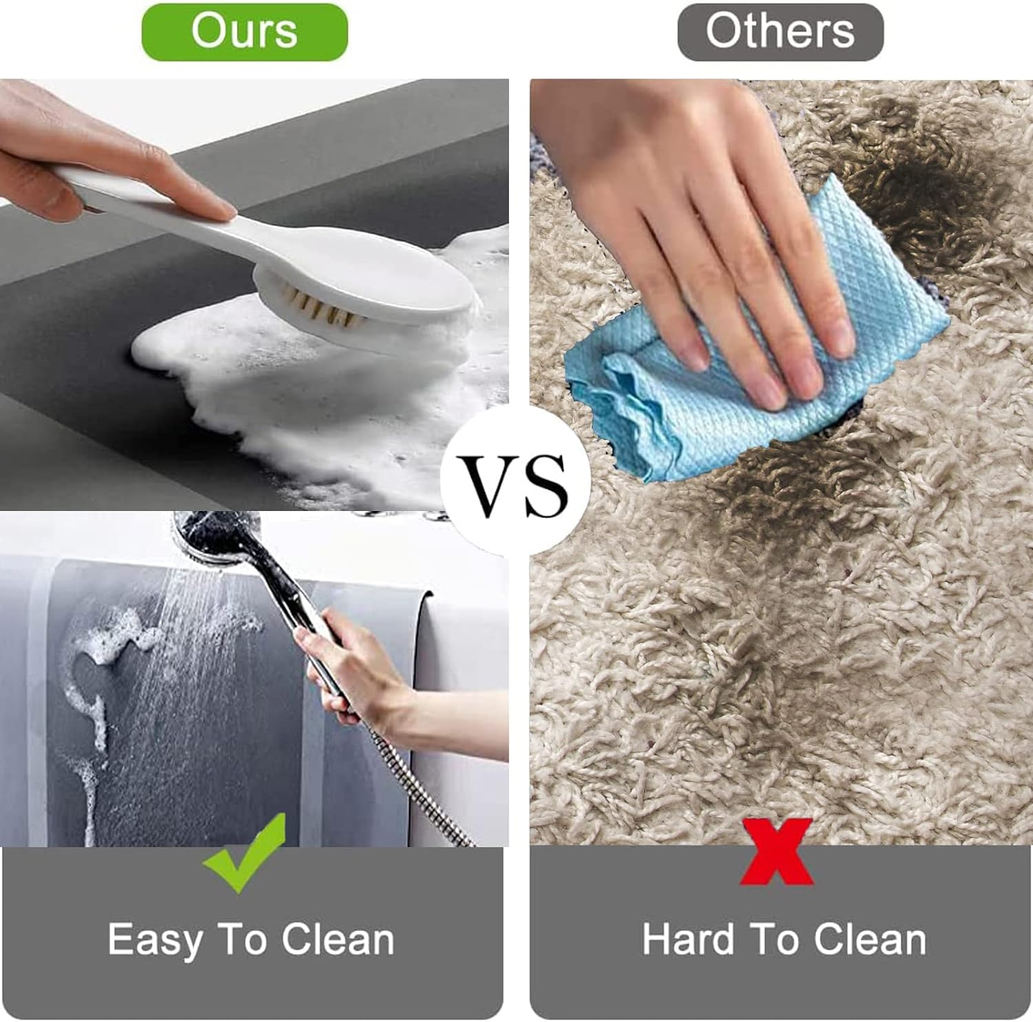 Bathroom Rugs Sets 2 Piece,Bath Mat and U-Shaped Toilet Rug,Non-Slip,Absorbent Easy Clean Bathroom Rugs,Quick Drying Diatom Rubber Bath Mats for Bathroom,Tub and Shower image number 2