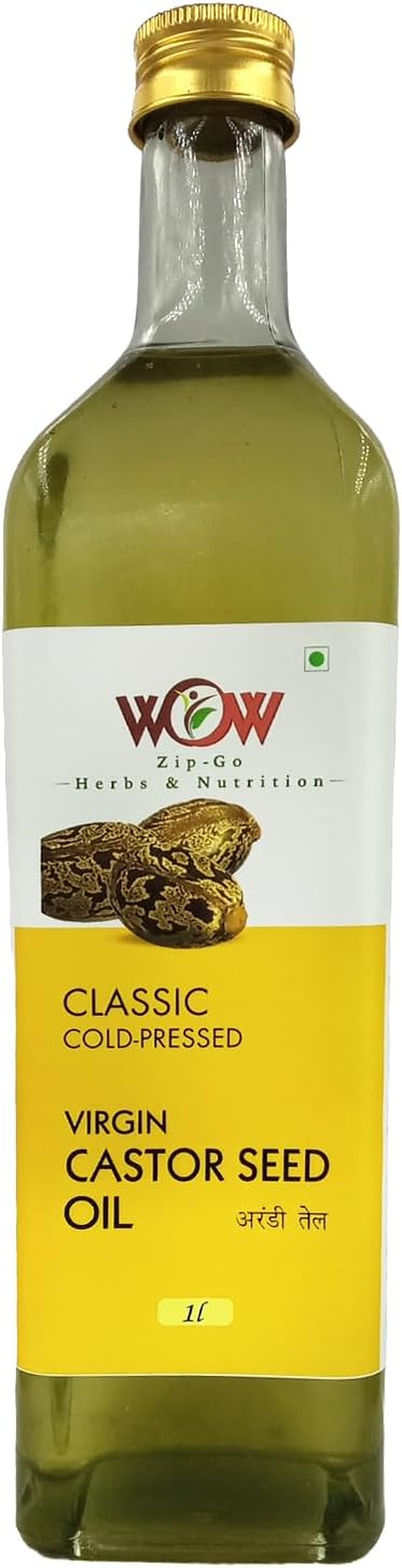 WOW ZIP - GO HERBS & NUTRITION 100% Pure Natural Organic Castor Seed Oil (Arandi Oil) 1000 Ml Bottle. image number 2