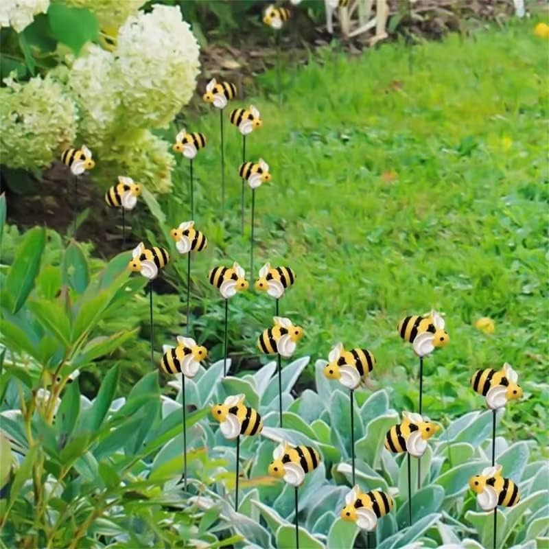 Bee and Ladybug Garden Stakes Outdoor Flower Bed Accessories Insect Art for Plants Honeybee and Bee Decor for Spring Lawn and Patio (10Pcs Bee +10Pcs Ladybug) image number 2