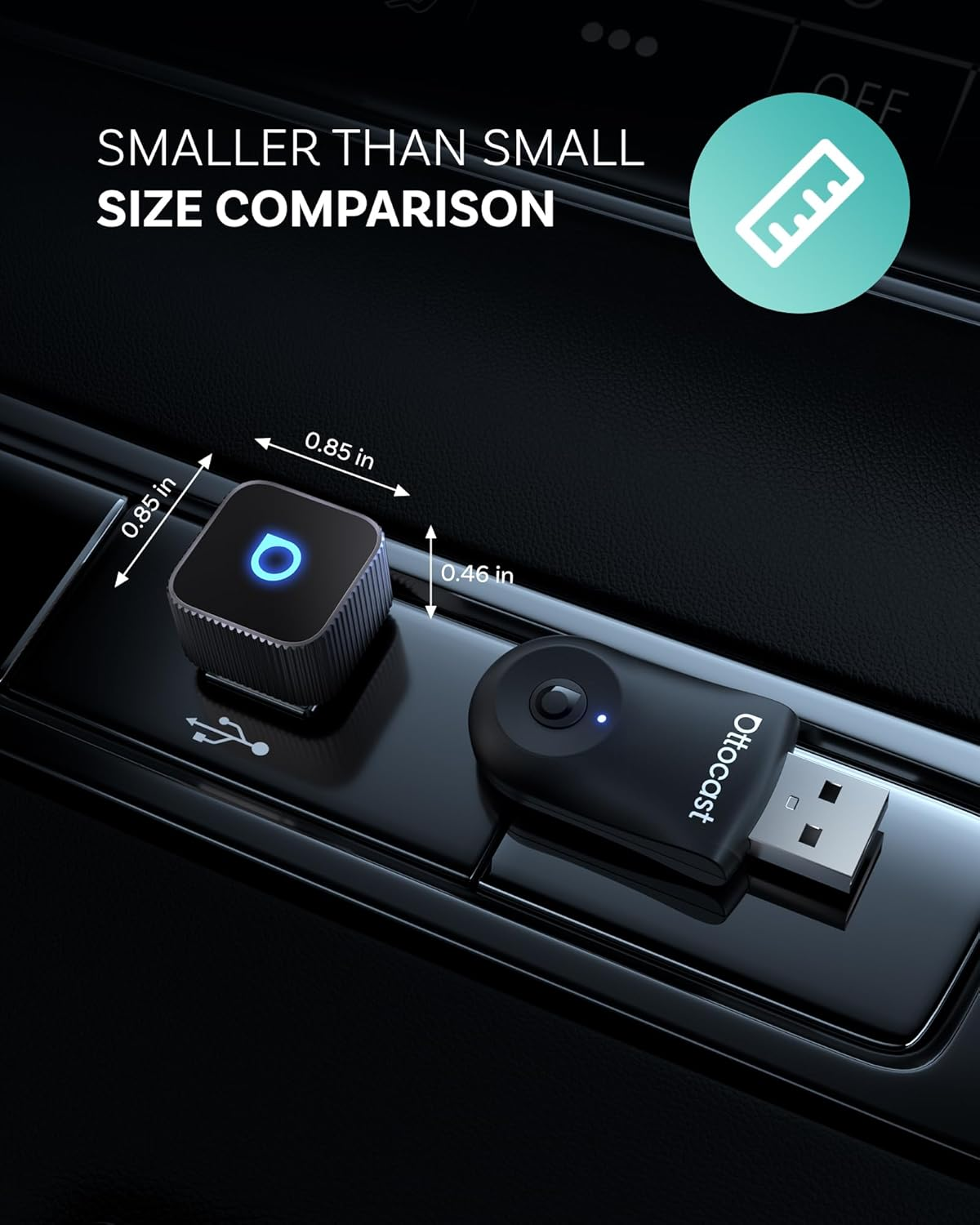 Ottocast Mini Cube 3.0 Wireless Carplay & Android Auto Adapter 2026&ndash; Plug & Play, Fast Auto-Reconnect (Black) image number 5