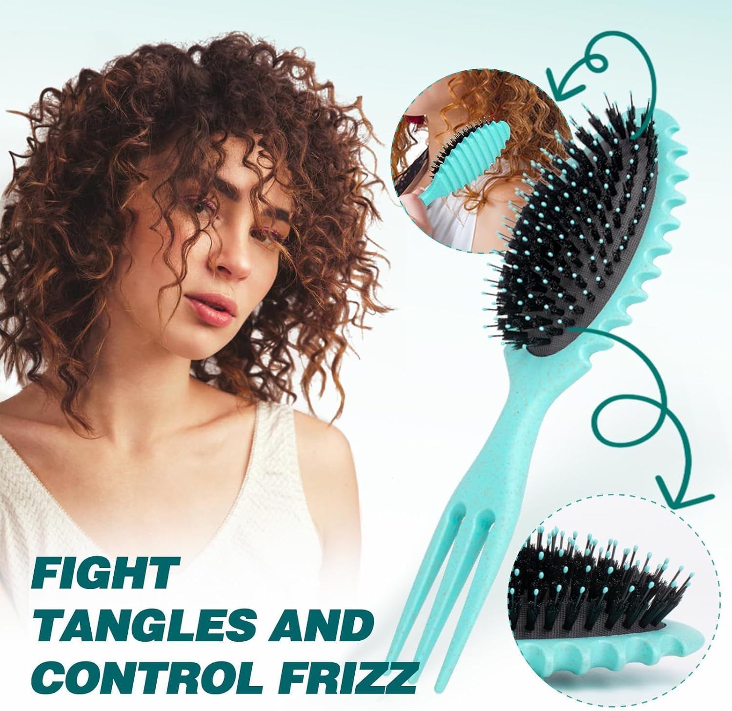 Curly Hair Brush, Curl Defining Brush, Curl Brush，2024 Newest Brush Less Pulling Styling Brush for Men and Women, Curl Define Styling Brush, Shaping & Defining Curls for Men Women(Green) image number 1