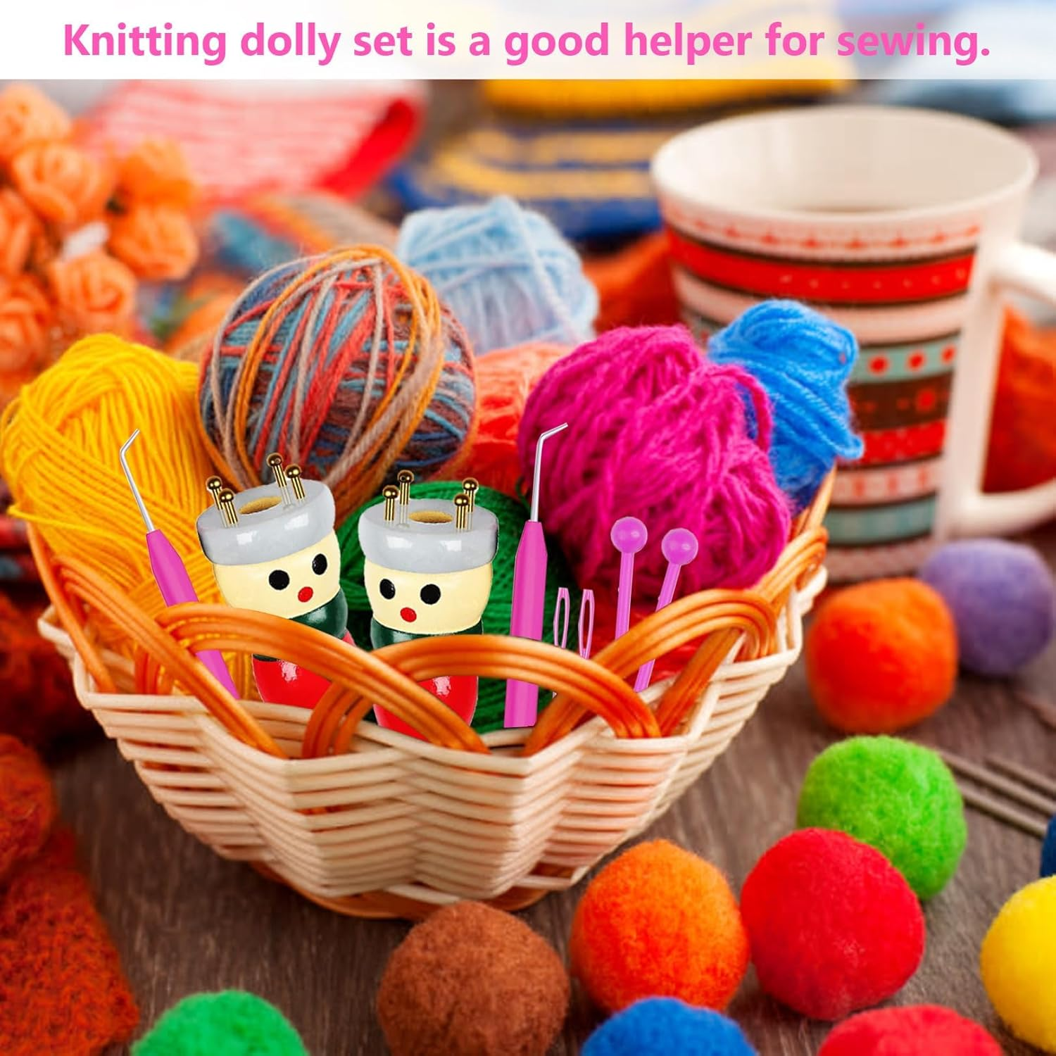 LIAMGUS 2 Pack French Knitting Dolly Set, French Knitting Doll Knitting Dolly Set, Beginners Knitting Kit for Beginners to Learn to Make Favorite Items like Cushions Scarves Headbands Hats Socks image number 4