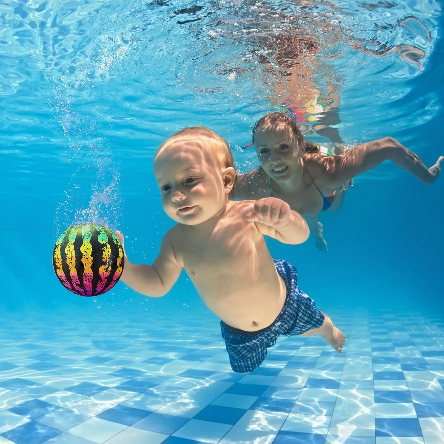 Swimming Pool Gaming Ball 9 Inch Underwater Pool Toy Ball with Hose Adapter, for under Water Passing, Dribbling, Diving, Pool Game for Teen Adult(Gradient Style)