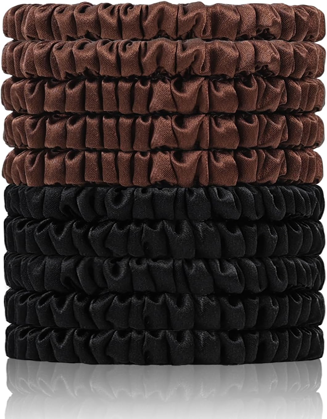 SEMRUE 22 Momme 100% Pure Mulberry Silk Scrunchies (4 PCS) - Small Hair Elastics and Ties for Women, Sleep Hair Care, No Damage, Black