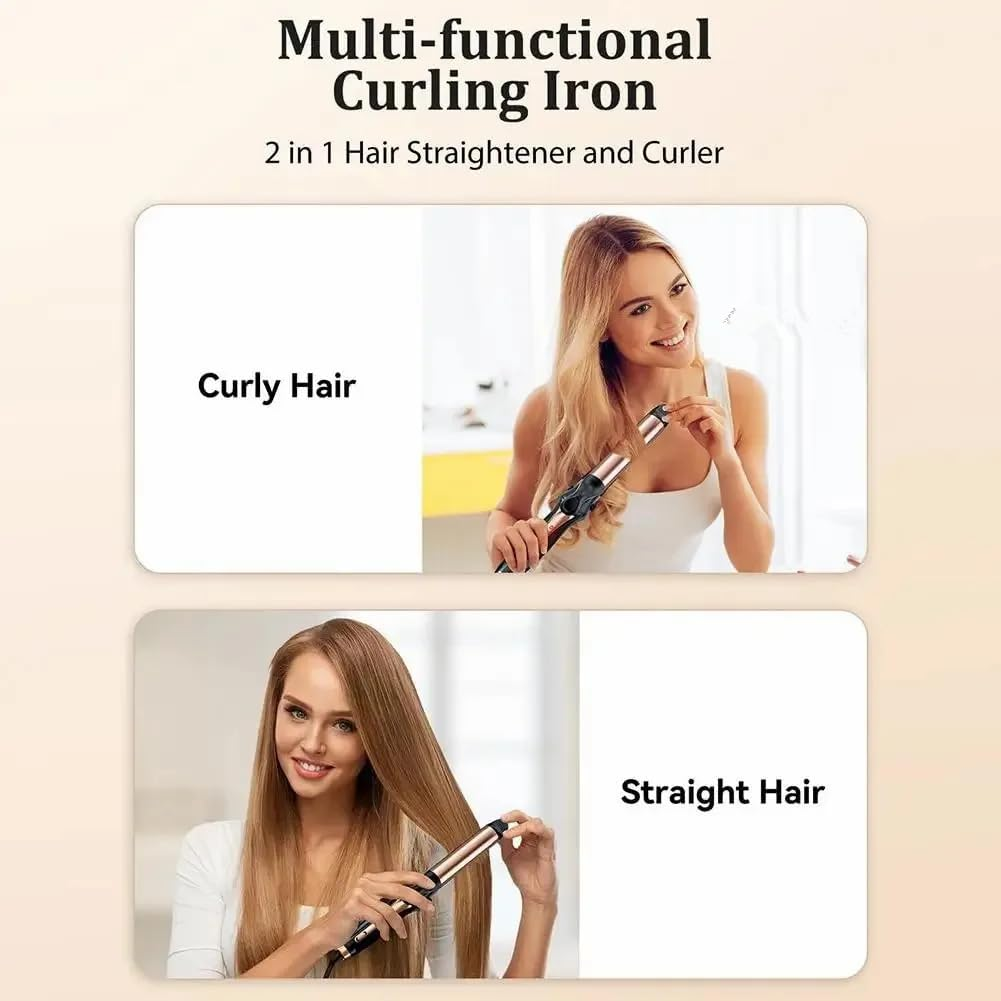 Hair Straightener 2-In-1 Curling Iron,Fotrsdku Ionic Brush Hot Comb Curling Iron with Smooth Gloss Coating,Flat Iron Hair Straightener for Silky Smooth Hair,For Curl/Wave/Straighten Hai image number 5