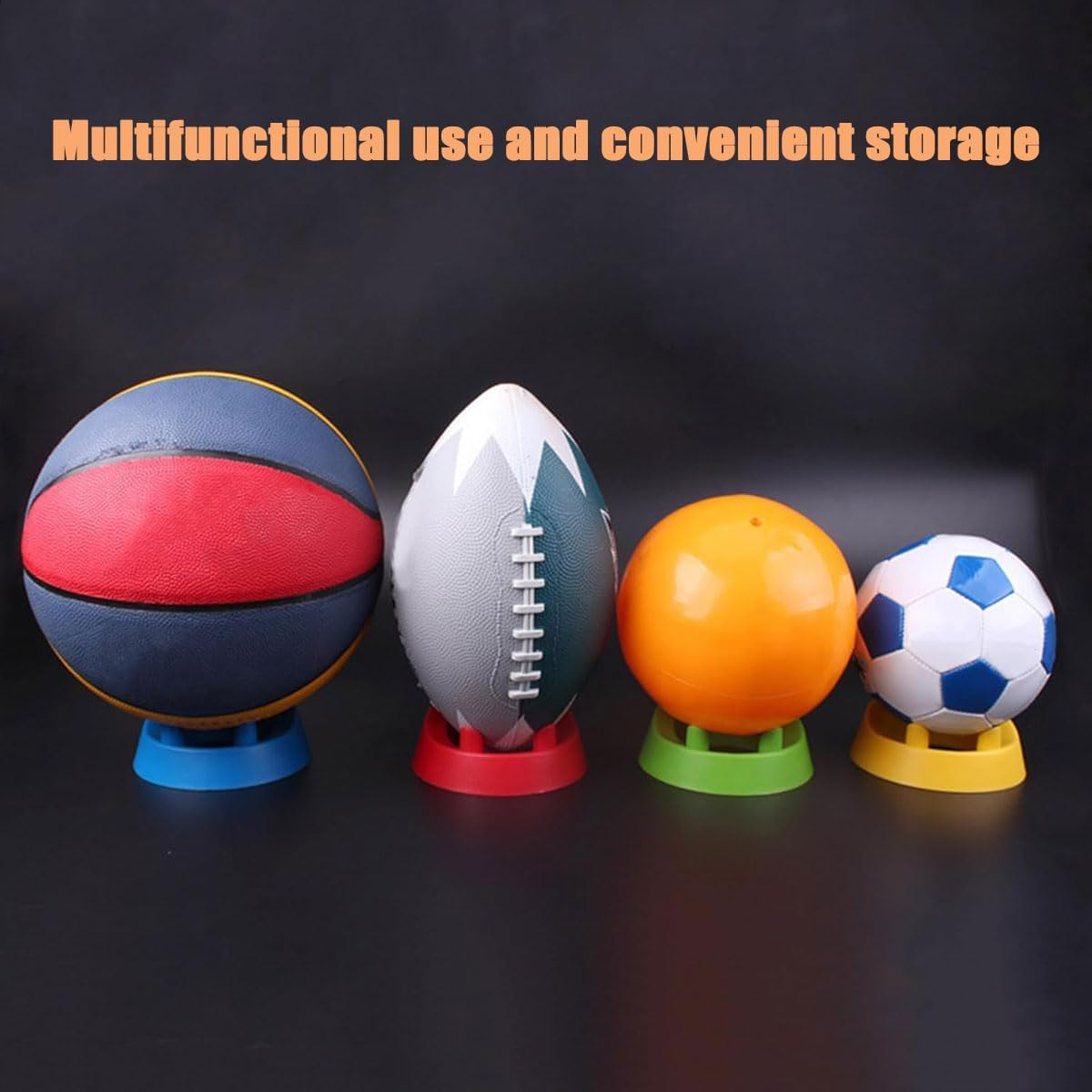 AIMALL 2PCS Multi-Functional Ball Holder, Sturdy Four-Corner Base for Footballs, Basketballs, Volleyballs, 4.92 Inches Wide, Available in Six Colors image number 6