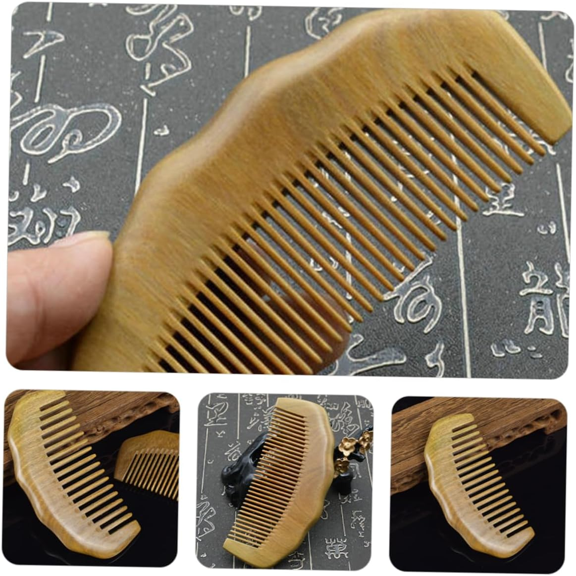BIUDECO Hair Comb Massage Scalp Relax Detangling Scalp Care Comb Natural Sandalwood image number 4