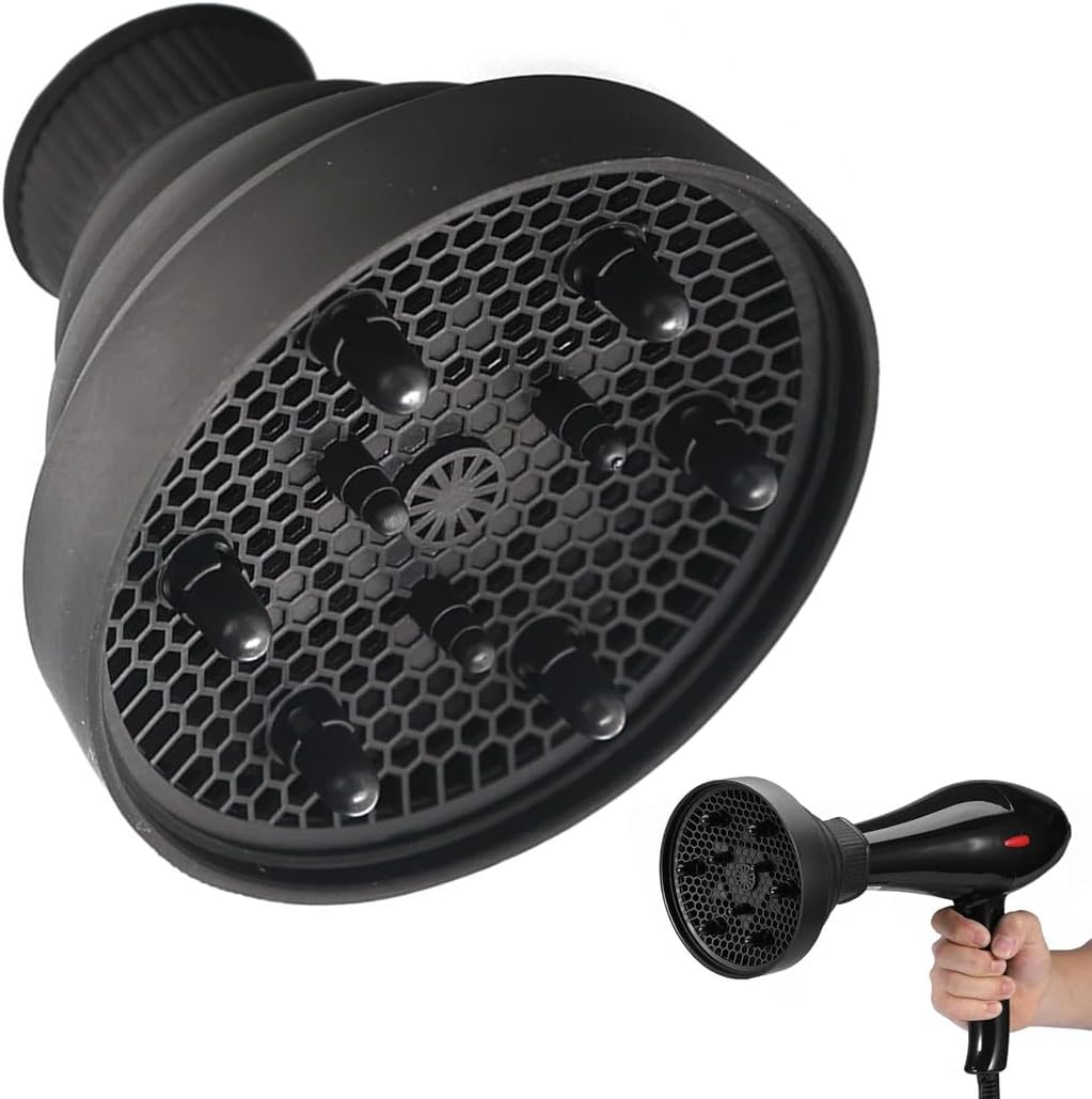 GXGM Diffuser Attachment Hair Dryer with Silicone Attachment, Foldable Hair Dryer Diffuser, Universal Attachment for Curly Hair, a (4-5 Cm) image number 1
