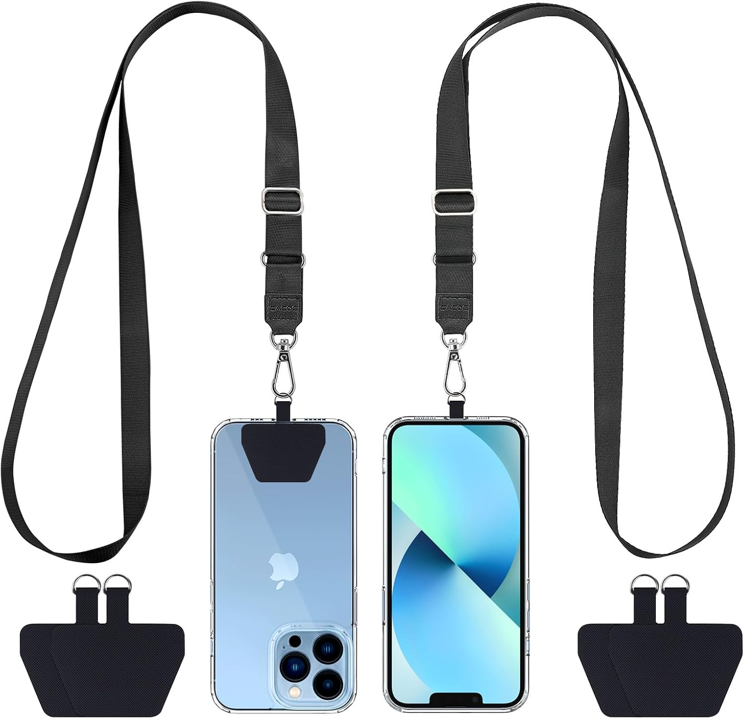 CACOE Universal Mobile Phone Lanyard, 2 Pcs Adjustable Collar Lanyard and Durable Patches, Mobile Phone Neck Strap Compatible with Most Smartphones