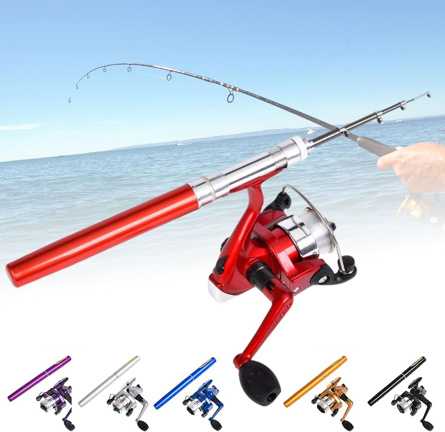 Pen Fishing Rod Reel Combo Set Premium Mini Pocket Collapsible Fishing Pole Kit Telescopic Fishing Rod with Spinning Reel image number 6