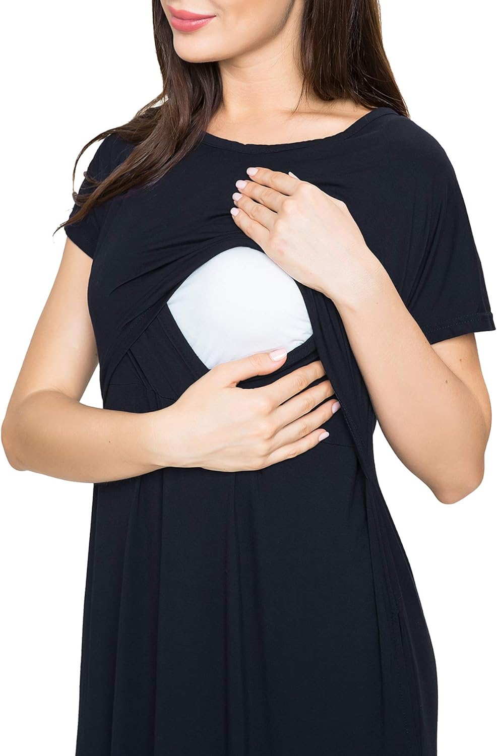 Smallshow Women'S Maternity Nursing Dresses Split Long Dress for Breastfeeding image number 5