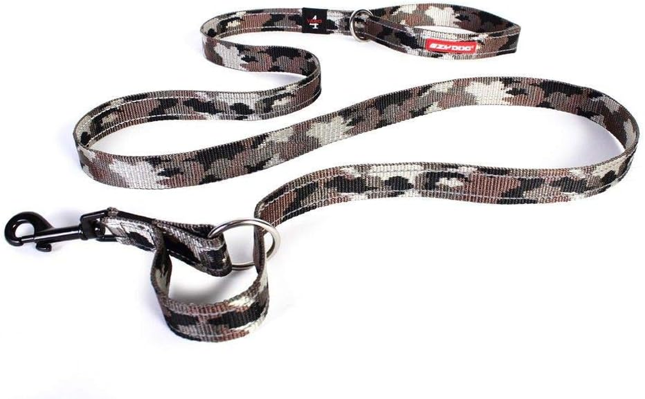 Ezydog Vario 4 Multifunction Dog Leash - 25Mm Nylon Webbing Lead for Medium & Large Dogs - 4 Leashes in 1, Soft, Comfortable, Reflective, Carbon Snap Clip, (75Mm - 180Cm, Blue)