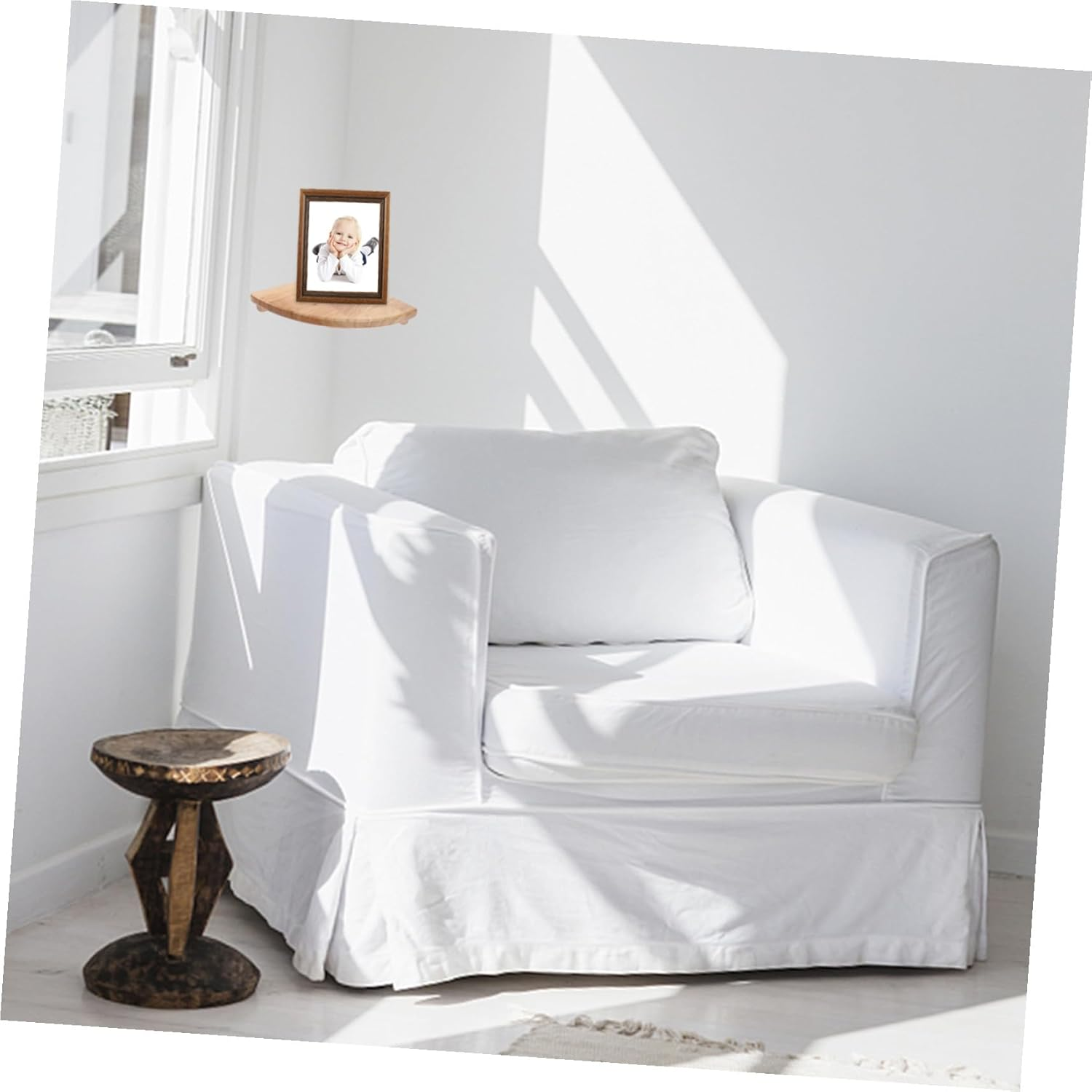 TEHAUX Fan Shaped Wall Shelf Corner Rack Floating Storage for Kitchen Bedroom Living Home Decor