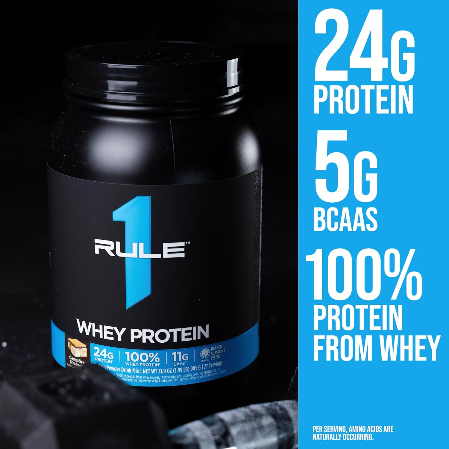 Rule 1 Whey Blend Powder 905 G, Strawberry Banana (27 Servings) image number 5