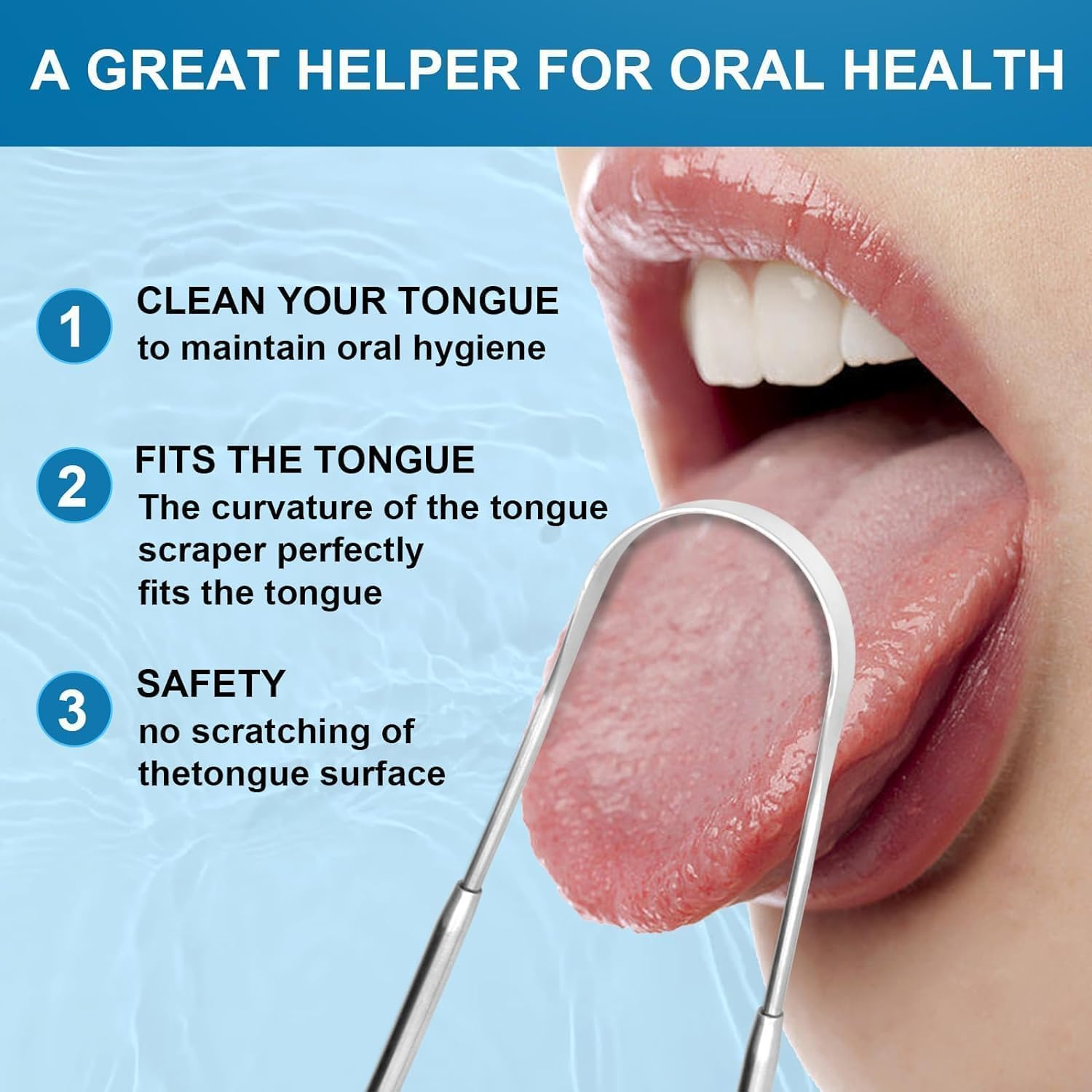 Stainless Steel Metal Tongue Scraper - Tongue Scraper for Adults, Professional Tongue Brush for Oral Care, Improve Bad Breath and Fresh Breath, with Metal Storage Box - 3 Pack