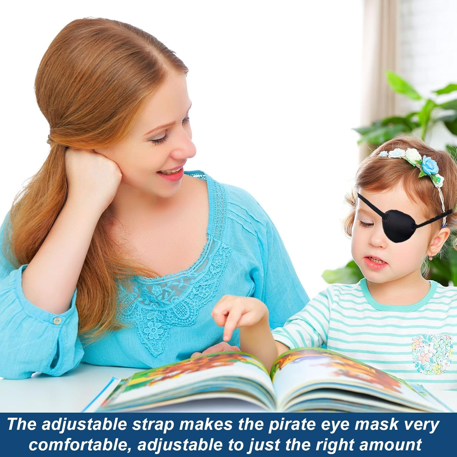 2 Pcs Eye Masks,Elastic Eye Patches Lazy Eye Patch with Adjustable Buckle Soft and Comfortable Pirate Eye Mask Single Eye Mask (Black) image number 5