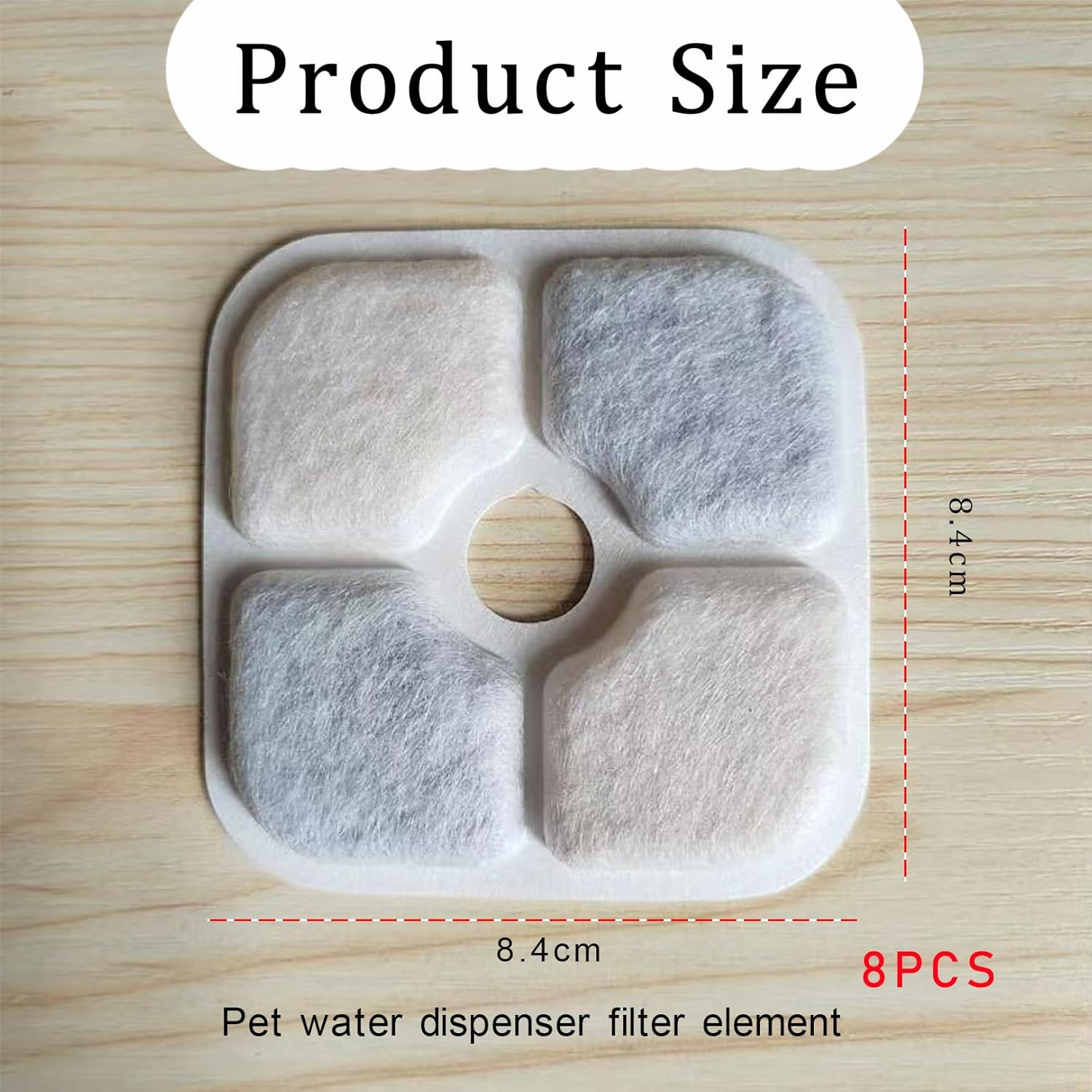 Pack of 8 Cat Fountain Filter, Cat Fountain, Triple Filter System Replacement Filter with Resin and Activated Carbon, Fontaine Replacement Filter, 8.4 X 8.4 Cm, for Catit Pixi Drinking Fountain And image number 5