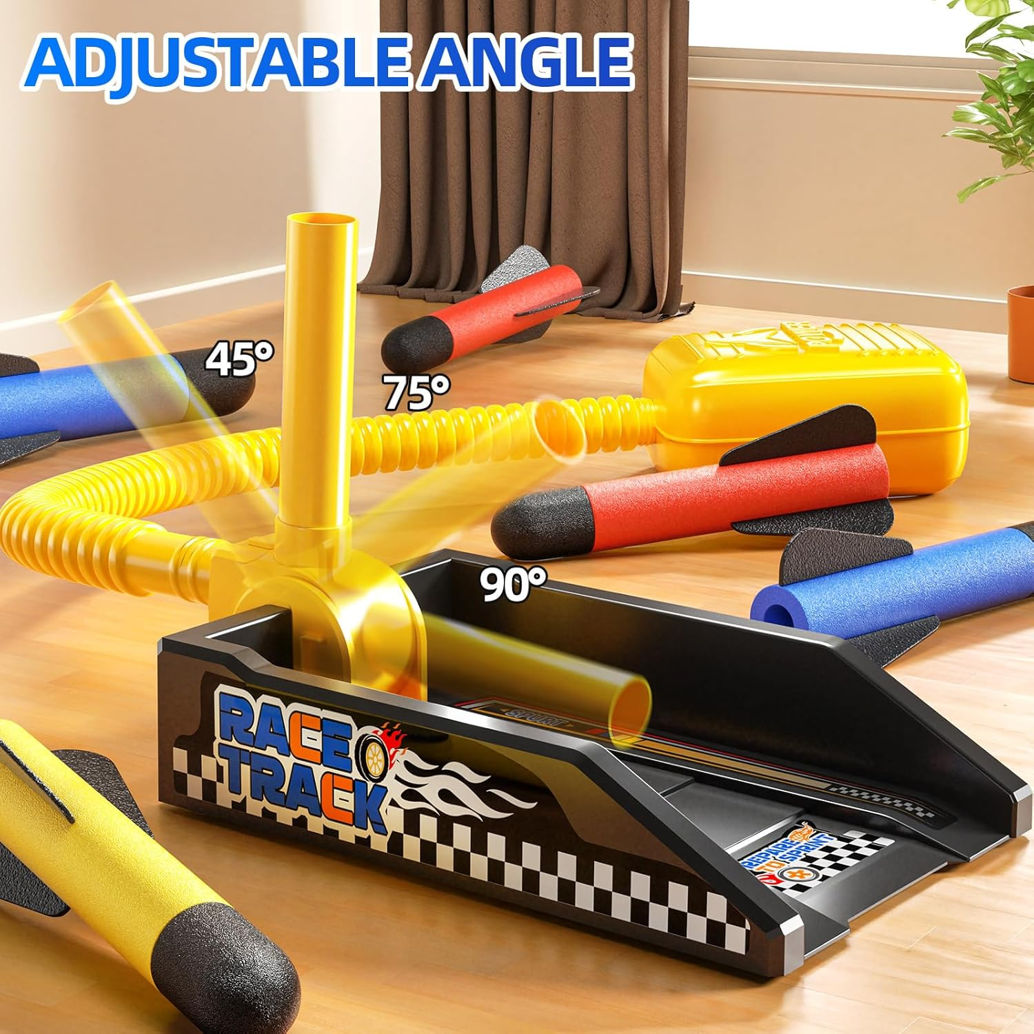 Rocket Toy Car Launcher, 2 Race Car and 6 Foam Rockets, Outdoor outside Backyard Toys for Boys & Girls, Birthday Gift Toys for Kids Boys Girls Age 3 4 5 6 7 8 Years Old image number 1