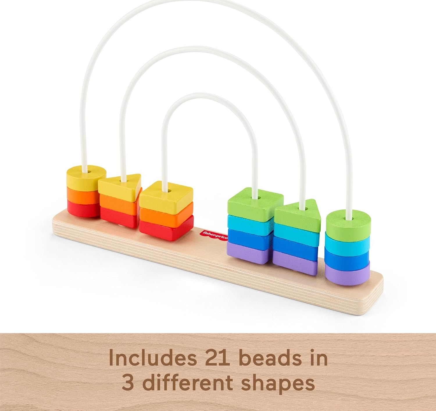 Fisher-Price Wood Baby Toy Rainbow Bead Bar Maze, Educational Activity for Fine Motor Skill Development for Toddlers Ages 1+ Years image number 5