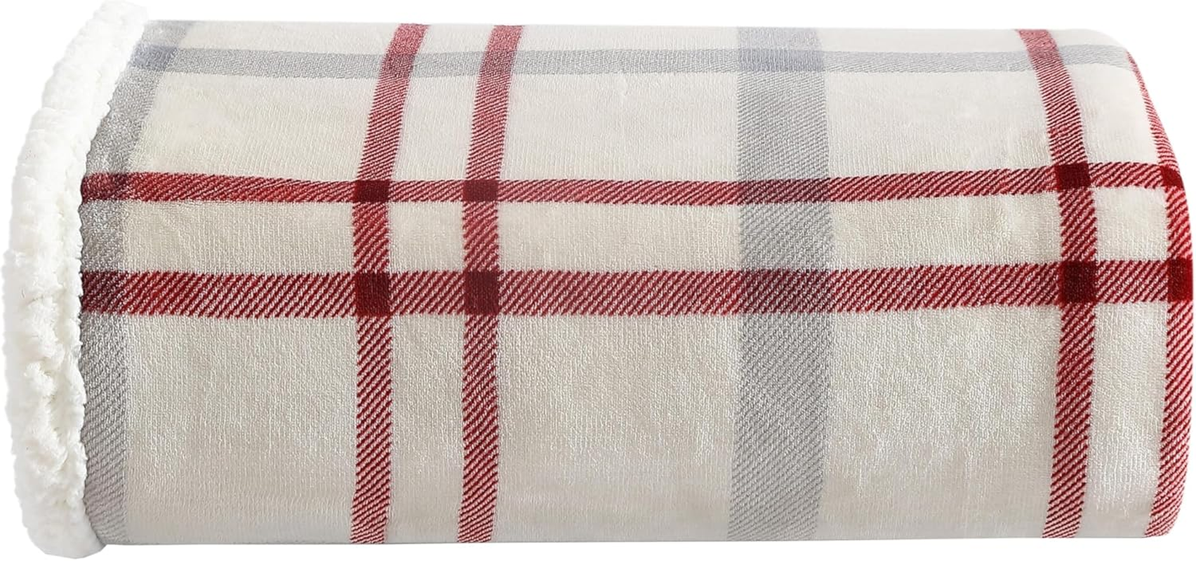 Eddie Bauer Ultra-Plush Collection Throw Blanket-Reversible Sherpa Fleece Cover, Soft & Cozy, Perfect for Bed or Couch, Mountain Village Red