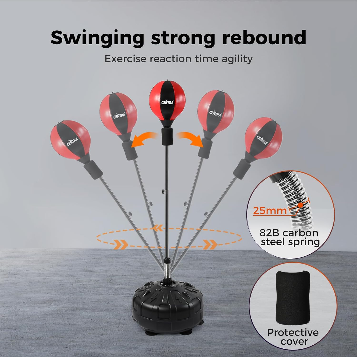 Centra Reflex Bag, Speed Boxing Ball, Freestanding Punching Bag with Stand Stress Ball, Height Adjustable for Adults, Perfect for Stress Relief/Fitness/Punch Home Gym Equipment, High-Speed Rebound image number 4