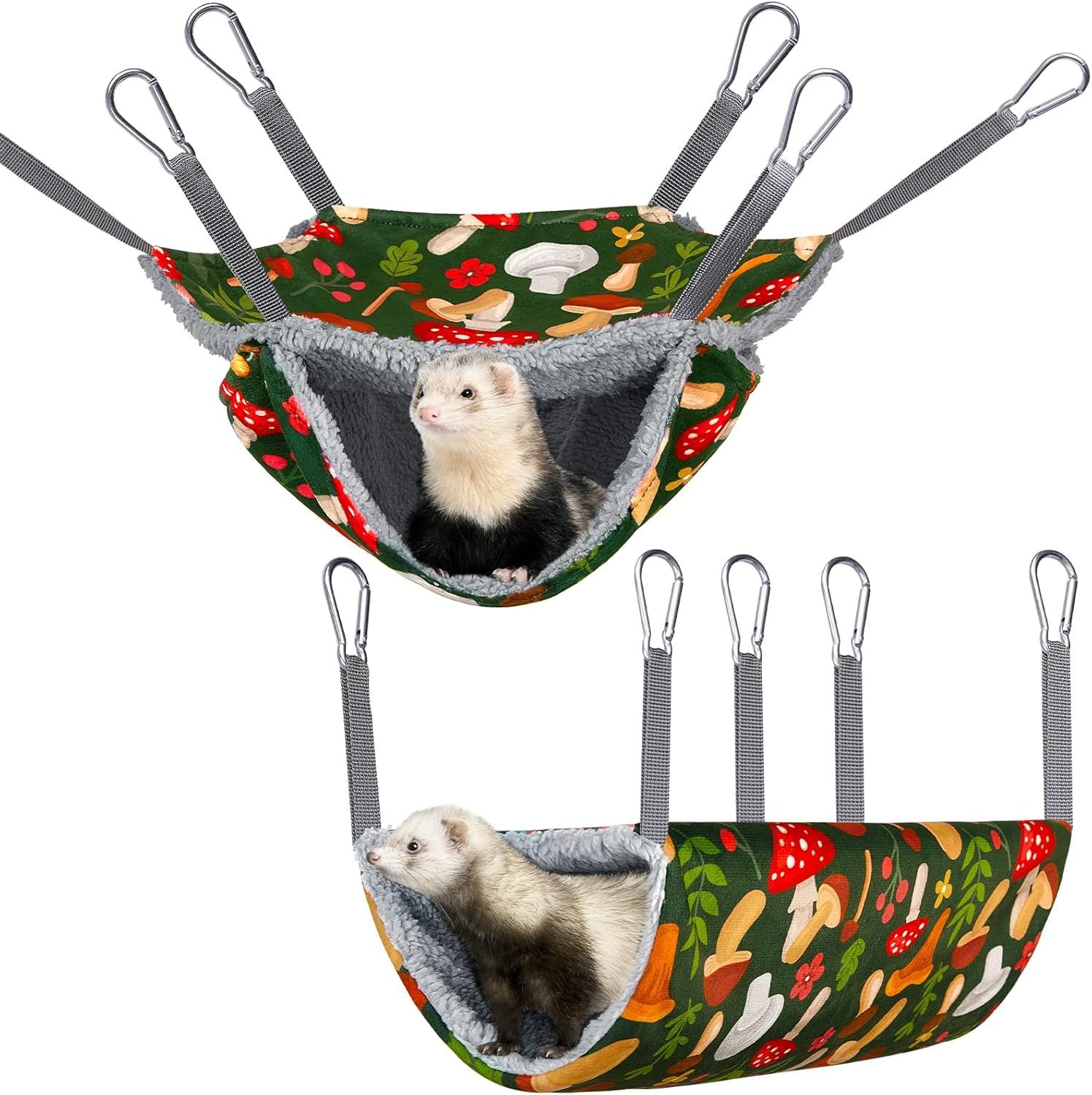 Hedgeink 2 Pcs Ferret Rat Hammock Set for Cage, Washable Guinea Pig Hideout Bed with Soft Tunnel Toys, Small Animal Accessories for Ferrets, Rats, Hamsters, Hedgehogs & Sugar Gliders image number 6
