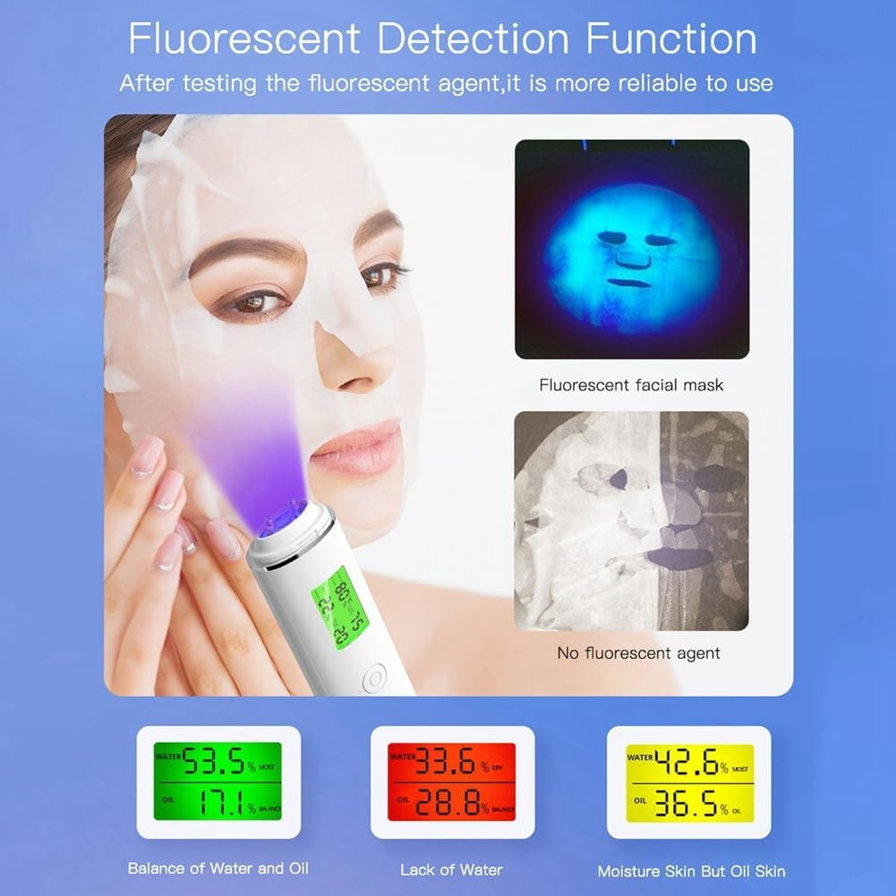 Hmskoss Skin Moisture Tester Smart Water and Oil Tester Fluorescent Agent Detector LCD Display Skin Moisture Meter image number 1