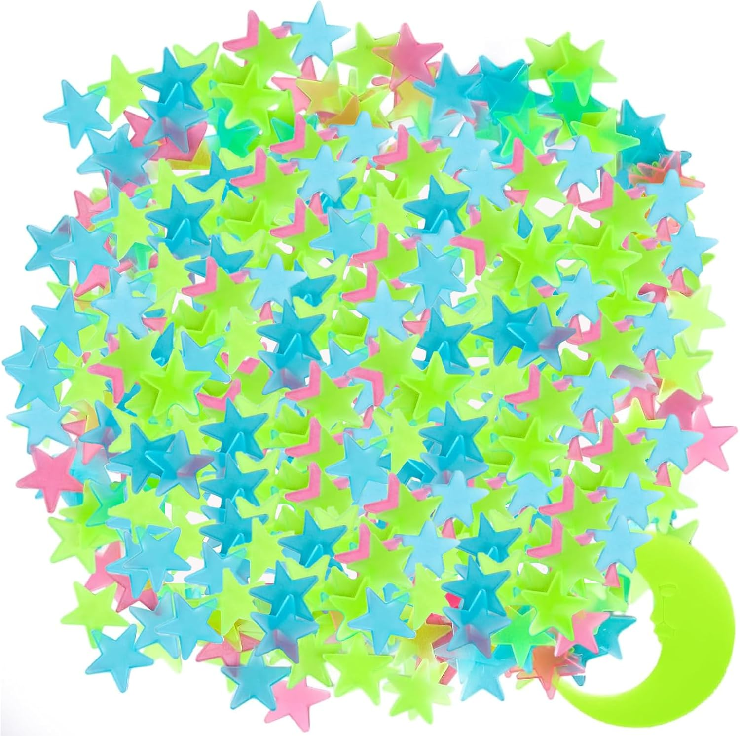 Glow in the Dark Stars and Moon Stickers for Ceiling - 200Pcs 3D Luminous Adhesive Stars Create Realistic Starry Sky - Room Decor for Kids Bedroom, Wall Stickers image number 6