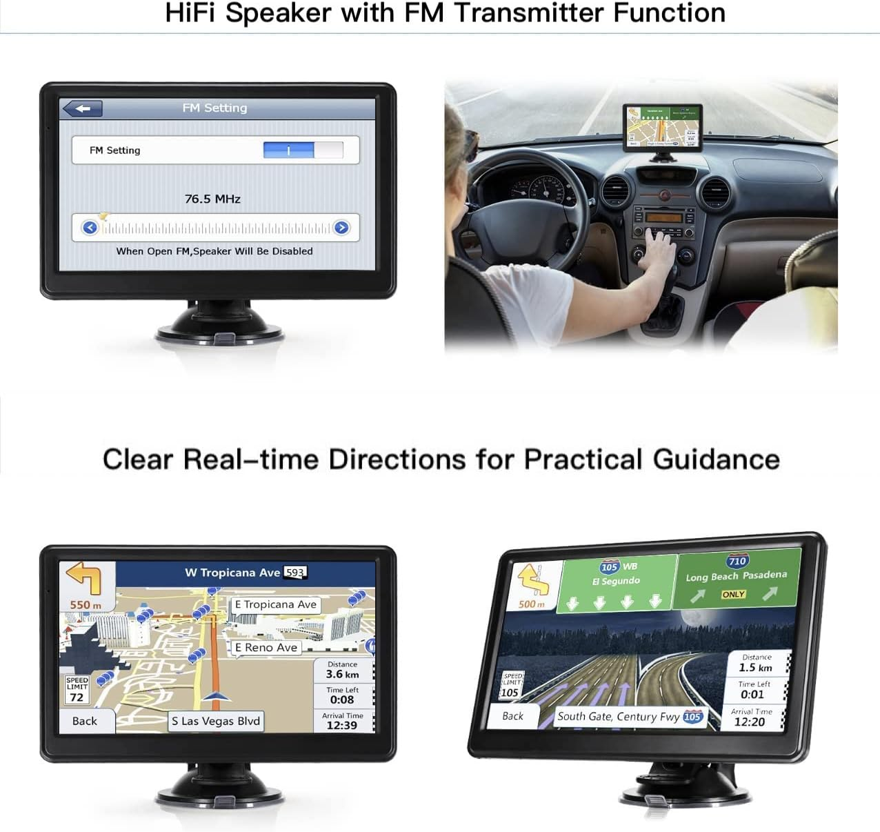 7 Inch Car Sat Nav for Car GPS Navigation with Australia Map Free Updates + TFT LCD Screen + Driver Alerts + Turn-By-Turn Directions image number 6