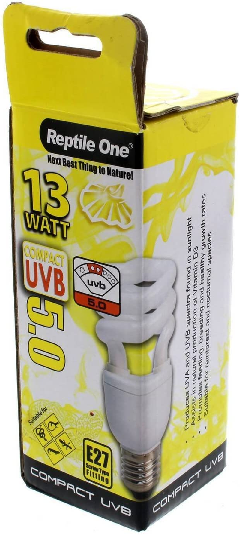 Reptile Compact UVB Globe 13W UVB 5.0 E27 Fitting Stimulates Activity Appetite image number 2