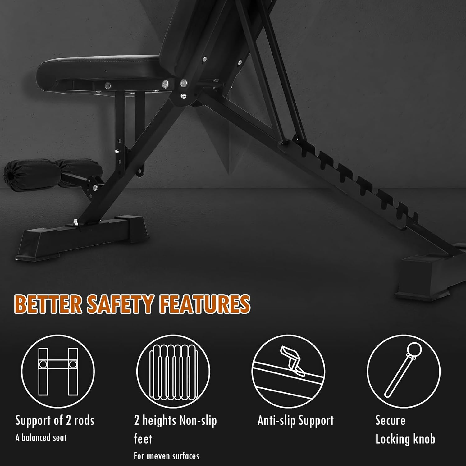 Adjustable Weight Bench Full Body Workout Multi-Purpose Foldable Strength Training Benches Decline Incline Bench for Home Gym image number 6