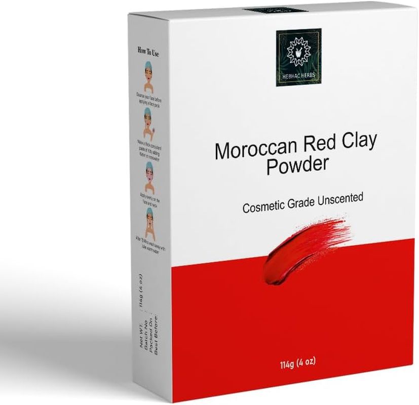 Moroccan Red Clay Mask Powder - Moroccan Lava Clay for Face Masks Powder, Body Wrap, Hair Mask, Soap Making, Spa Treatment - Facial & Body Clay for Men & Women image number 3