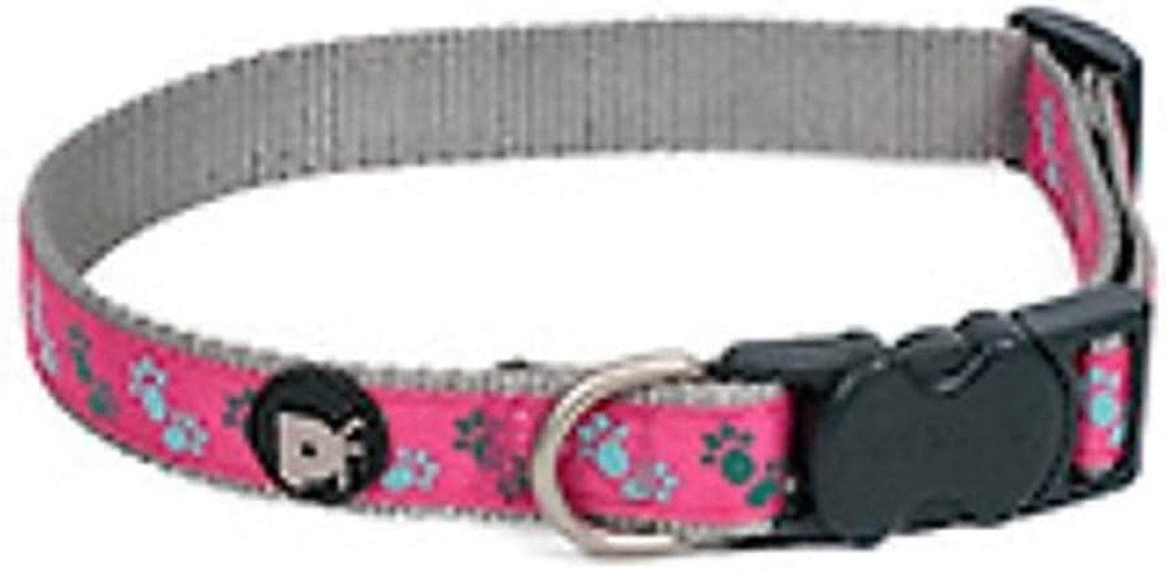 Petface Paws Print Dog Collar, Large, Cerise/Grey image number 3