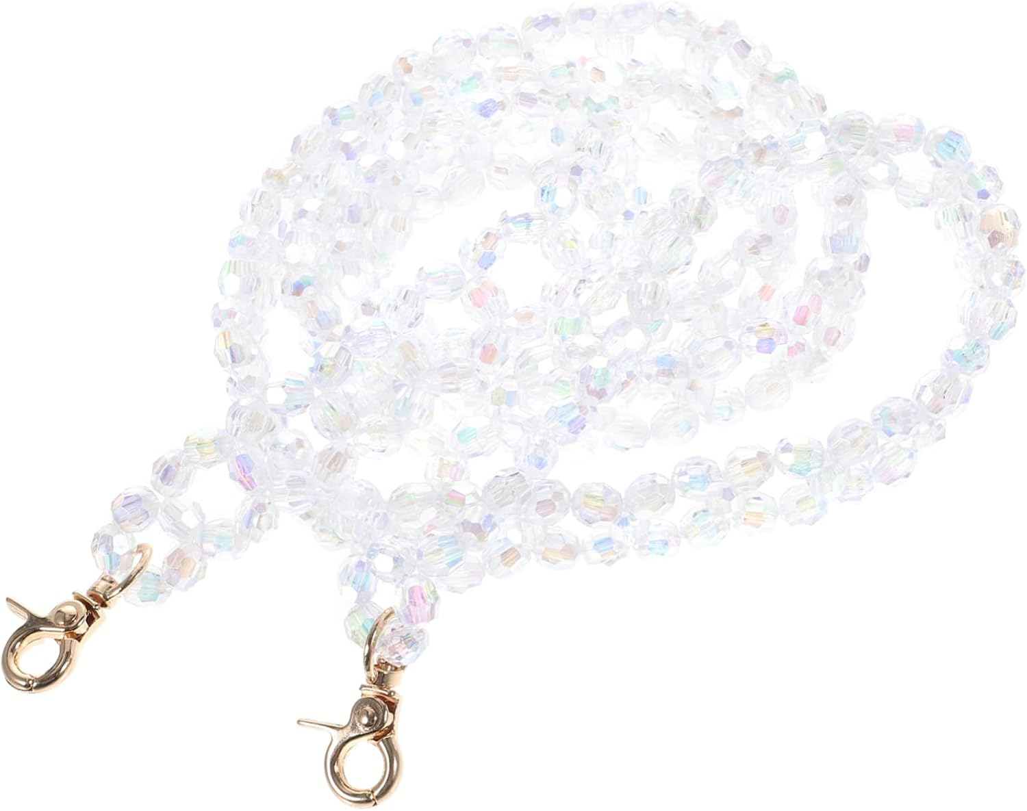 Angoily Double Row Pearl Bag Chain Replacement Strap Handbag Chain for Women Stylish Detachable Accessory for Crossbody Shoulder Bags for DIY Upgrading Your Purse