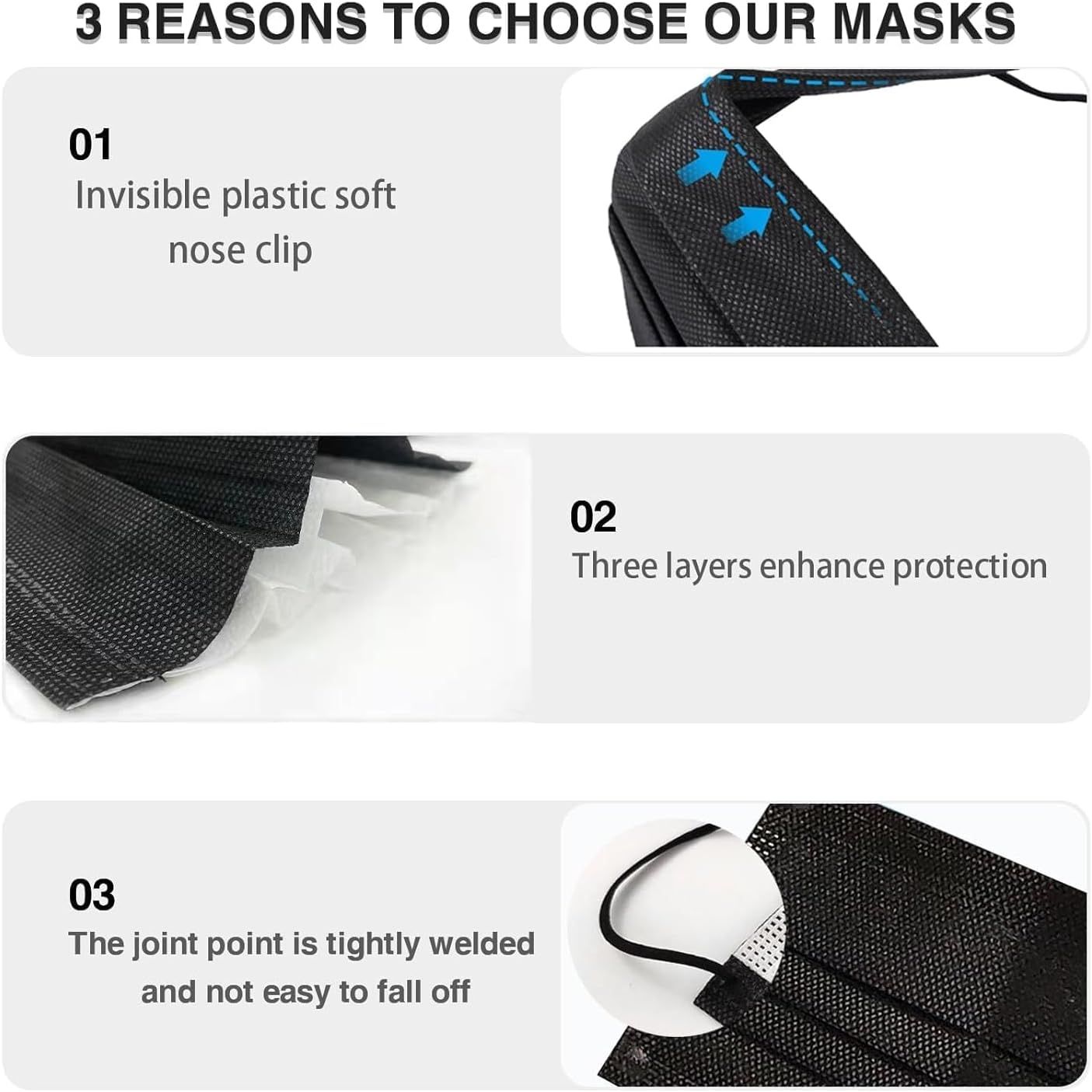 50Pcs Disposable Face Masks，3-Ply Breathable Protection Mask for Adults, Daily Use at Home, Office, School & Outdoors&zwnj; image number 1