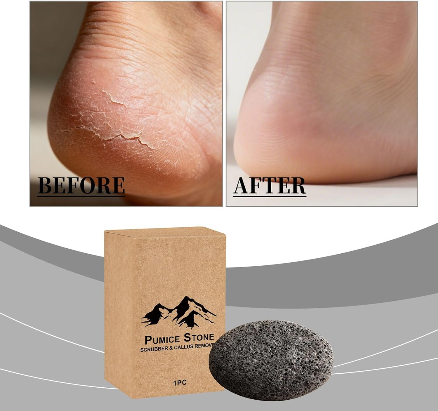 Zasdvn Pumice Stone for Feet,Double-Sided Portable Natural Stone - Foot Scrub Remover,For Shower Home Spa Travel Care Cleaning Washing Home Pedicure Tools image number 6