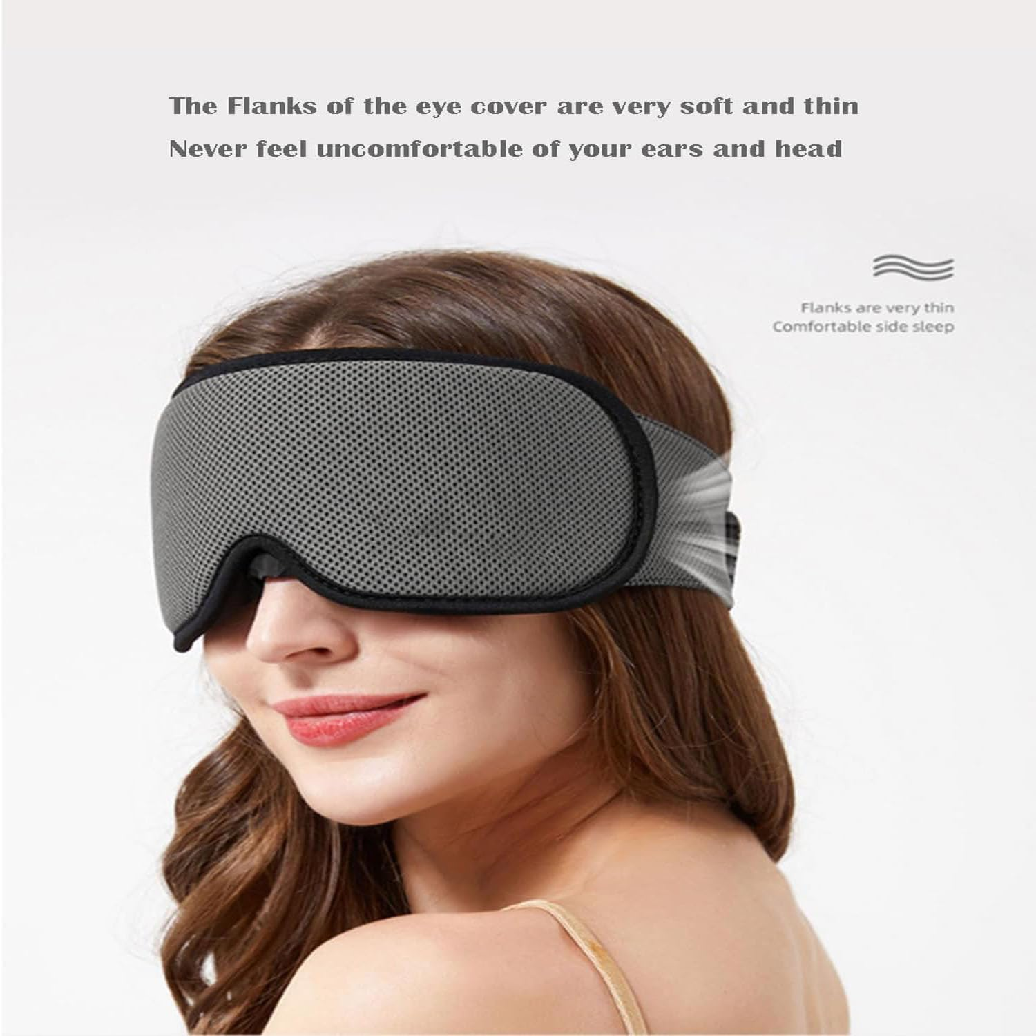 Sleep Mask Blackout, Breathable Memory Foam Zero Pressure Sleeping Mask for Side Sleeper Airplane Blindfold with Travel Pouch Earplug- Best for Side Sleeper and Kids Women Men image number 6