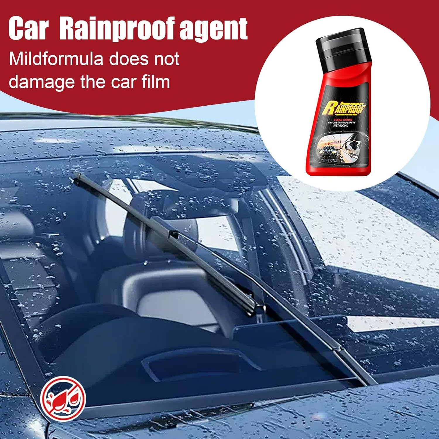 Ylnailky anti Fog Windshield Cleaner - Anti-Rain Fog Car Glass Cleaner,Automotive Exterior Maintenance Care Defogging Agent with Applicator for Truck RV Sedan Auto Vehicle