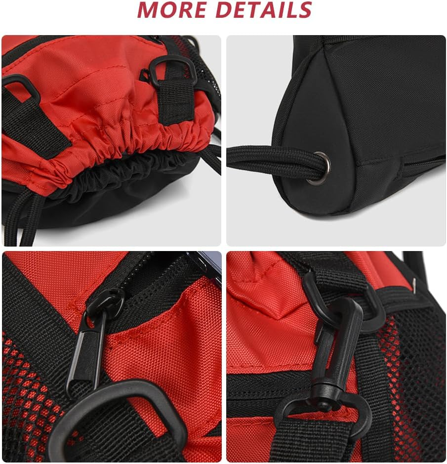 Drawstring Basketball Backpack with Detachable Mesh Ball Bag &ndash; Lightweight Foldable Sports Sackpack for Teens & Adults, Gym Bag for Basketball, Soccer, Volleyball & Yoga, Red