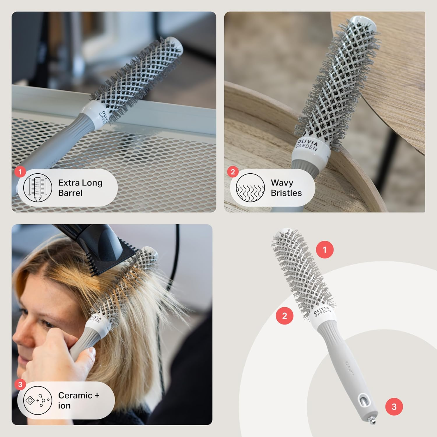 Olivia Garden - Expert Blowout Speed White and Grey Hairbrush- 25 image number 7