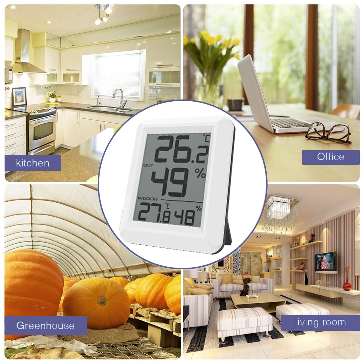 Indoor Outdoor Monitor Temperature Humidity Digital Hygrometer Room Hygrometer Gauge with LCD Display Temperature and Humidity Monitor for Home Office Festival Gift image number 1