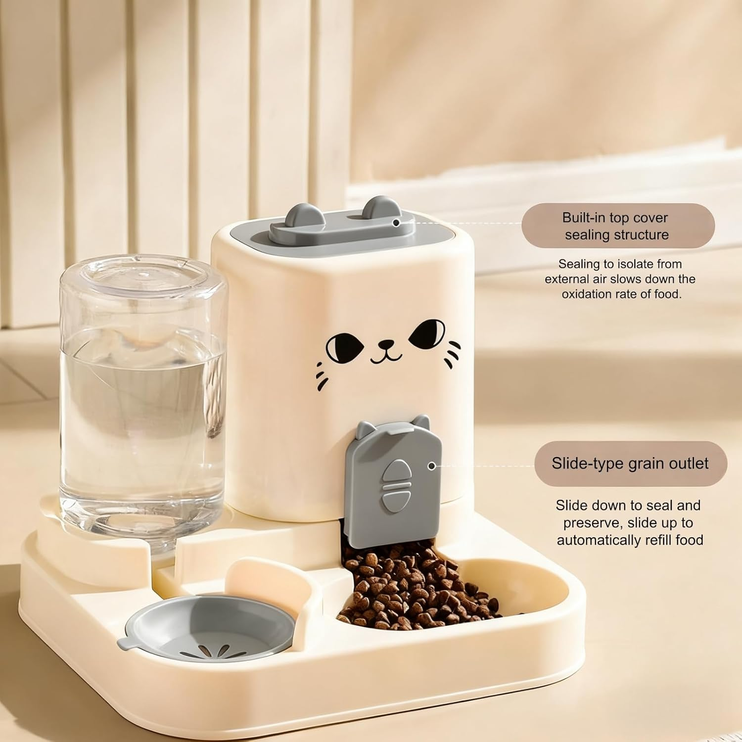 XXYSPT Utomatic Cat Feeder and Water Dispenser Set, 2-In-1 Pet Food Dispenser with 2.3L Dry Food Container and 1L Water Bottle, Gravity Feeding System for Cats and Small Dogs image number 3