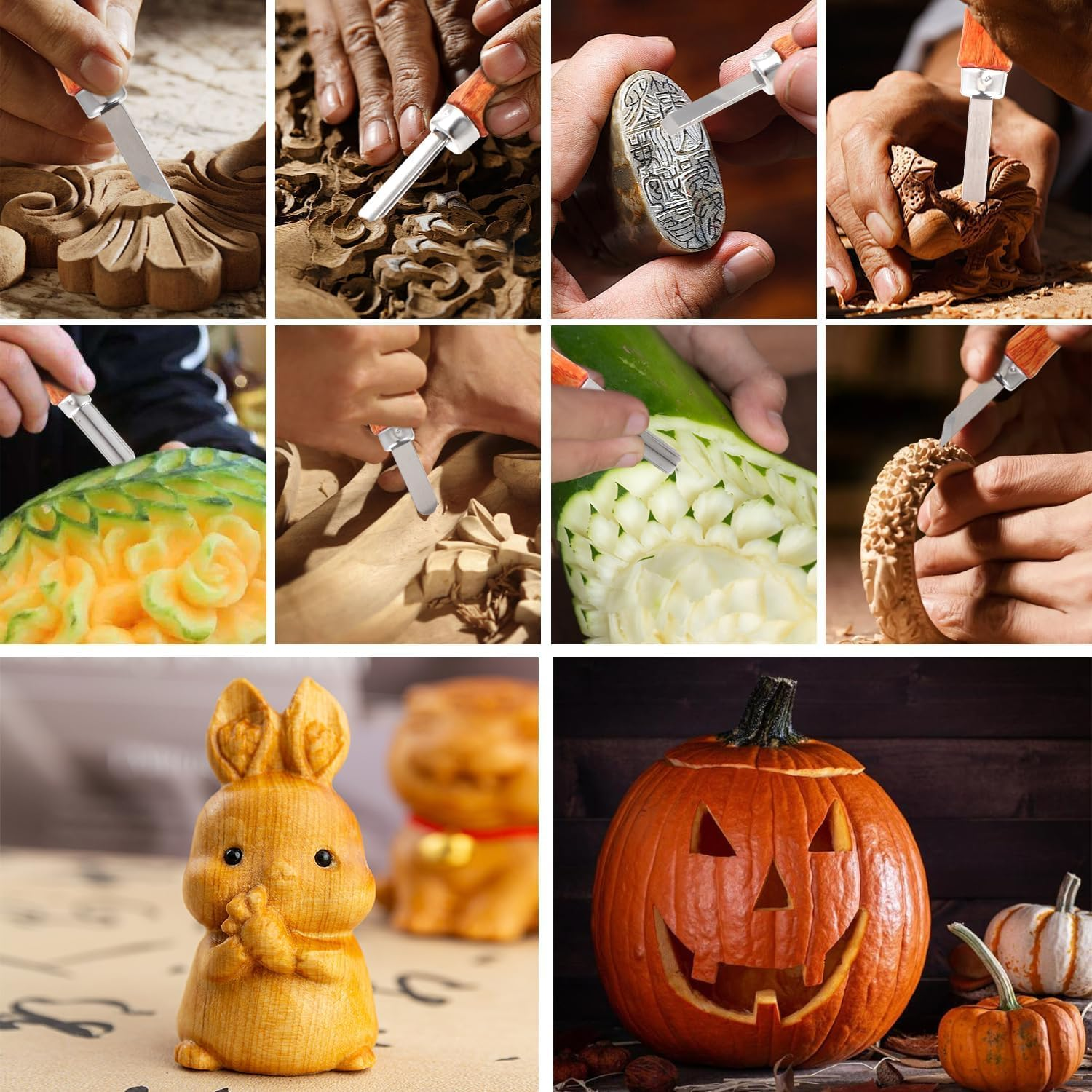 26-In-1 Wood Carving Kit with Wood Whittling Kit with Basswood Wood Blocks Gifts Set for Adults and Kids Beginners, Carving Knife Sharpener for Spoon, Bowl, Kuksa Cup (Carving Knife Kits) image number 4