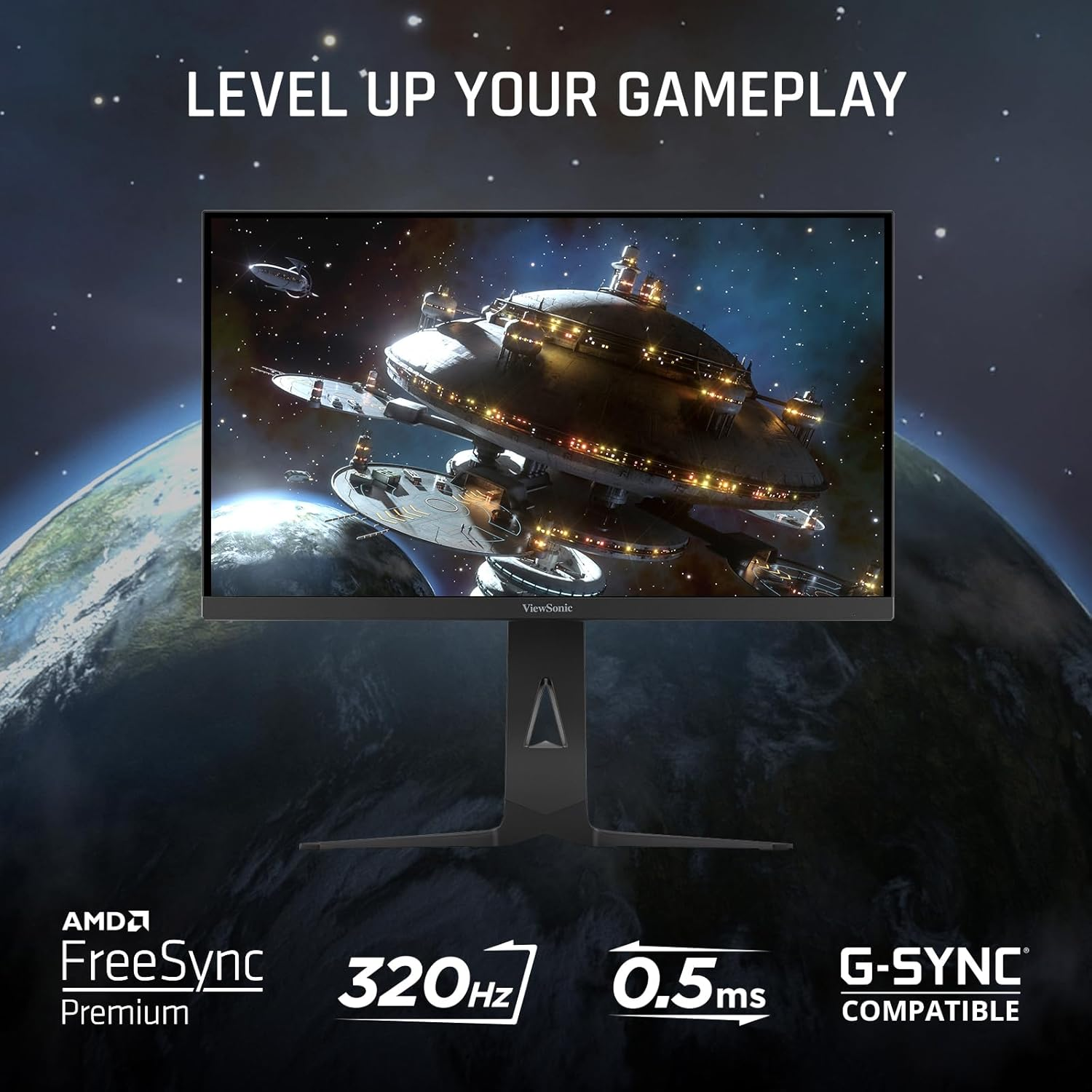 Viewsonic XG275D1-4K 27" Switchable Refresh Rate IPS Gaming Monitor, 4K Uhd@160Hz, Fhd@320Hz, 0.5Ms, AMD Freesync Premium, NVIDIA G-Sync Compatible, Advanced Ergonomics, Eye Care, HDMI, USB-C, DP image number 5