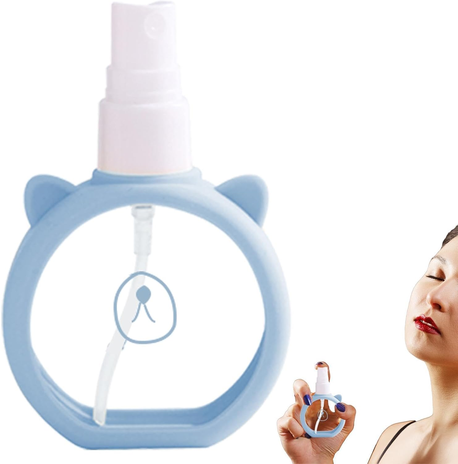 Spray Bottles with Fine Mist, 55 Ml Cartoon Refillable Perfume Bottle, Fine Mist Leak-Proof Empty Cosmetic Spray Bottle, Reusable Liquid Container with Lid for Travel at Home