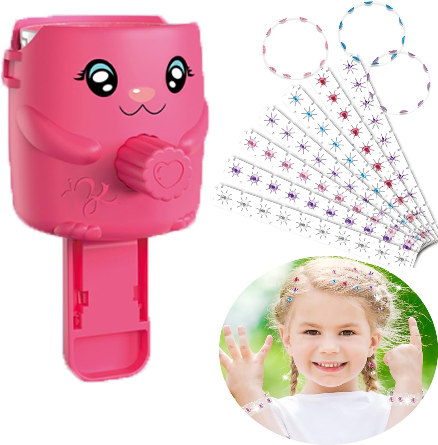 Hair Bedazzler Kit with 240Pcs Rhinestones Diamonds Jewels, Quick and Easy Hair Glitter Machine for Women, Hair Gem Stamper with 120 Glitter Diamonds for Hair, Fashion, Anything. image number 2