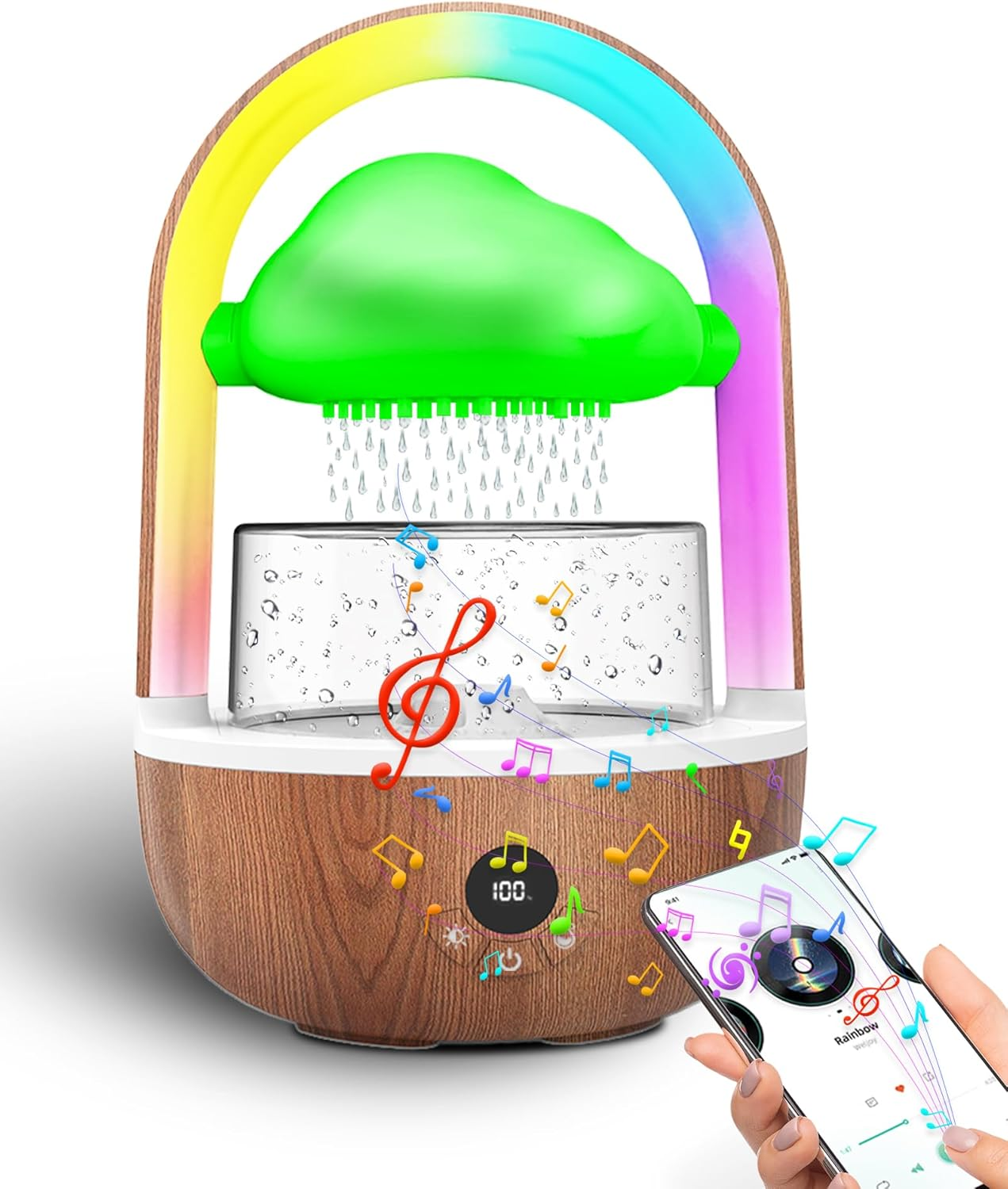 Aromatherapy Essential Oil Diffuser Rainbow Rain Cloud Humidifier Water Drip Mushroom Diffuser with Running Lights Rain Sounds for Sleeping-Aromatherapy Fountain&Night Light (Rain Cloud)