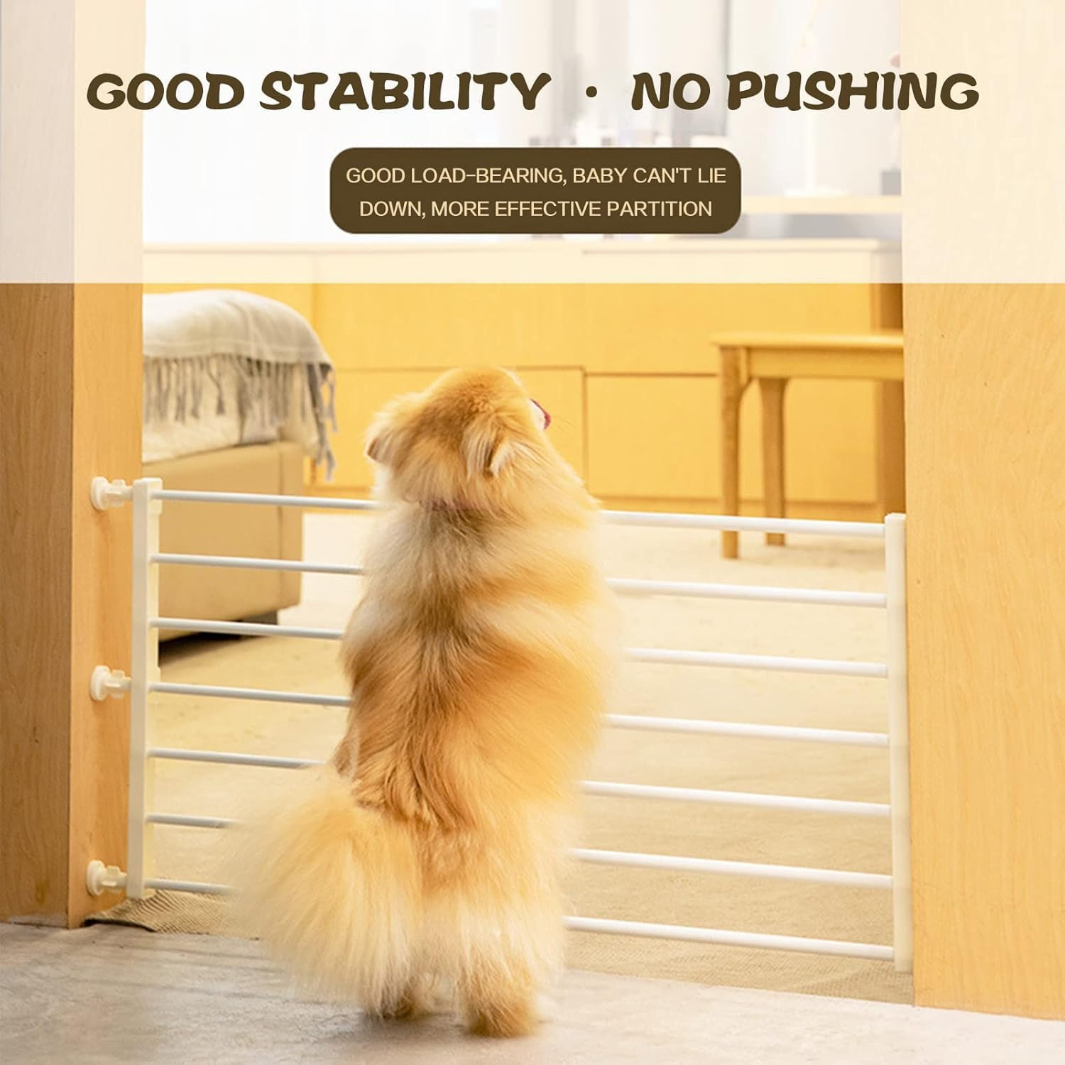 Retractable Baby and Dog Gate - Carbon Steel Safety Fence for Pets, Freestanding Indoor Barrier for Bedroom, Bathroom, Living Room and Balcony